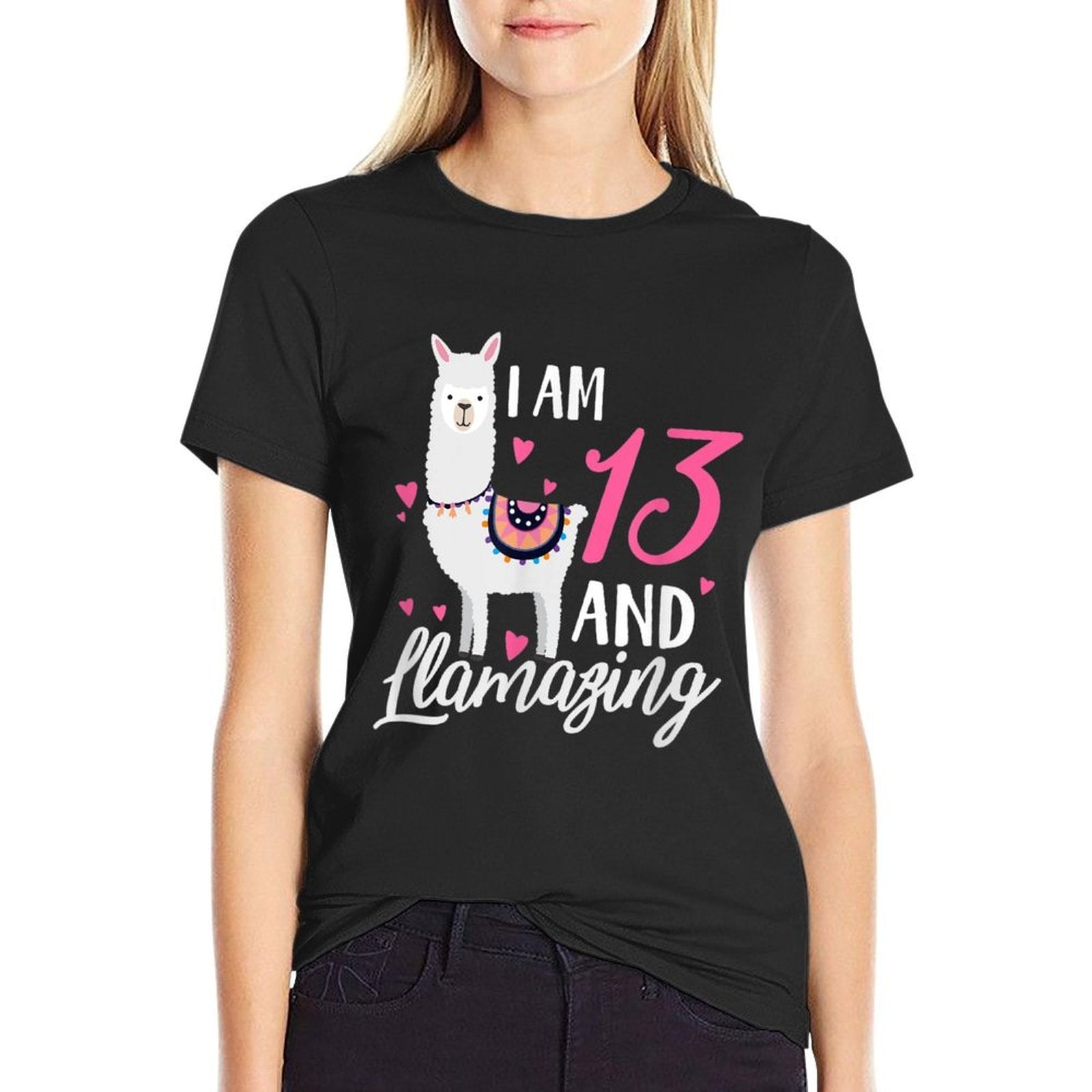 13th Birthday Thirteen Years Old Funny I Am 13 And Llamazing  Moisture-wicking T-Shirt