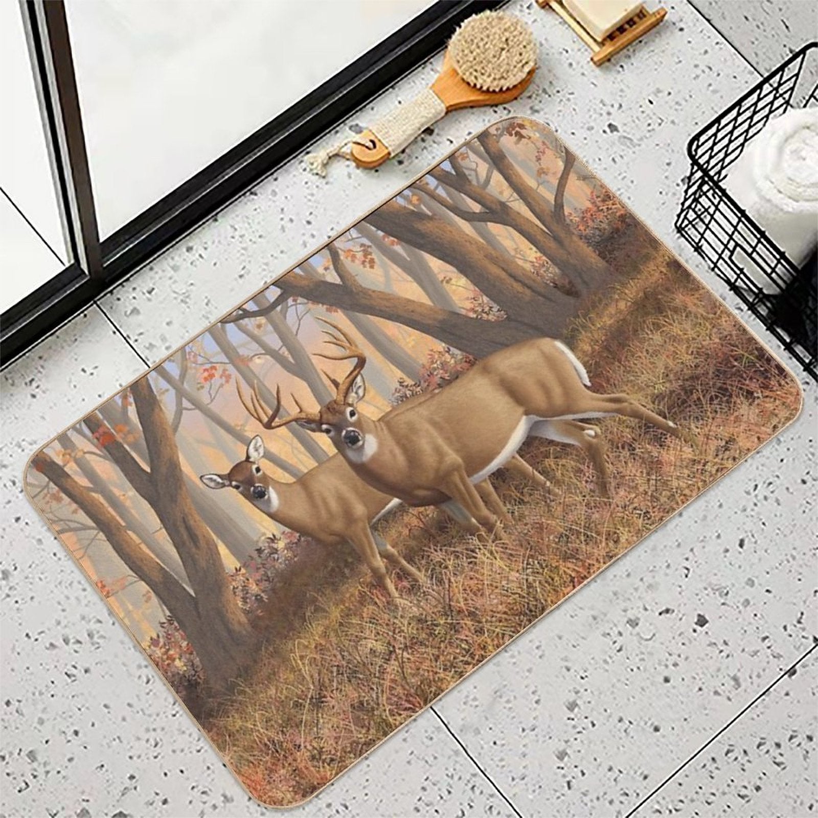 Whitetail Deer Monster Buck And Doe  Pet-Safe Bath Mat