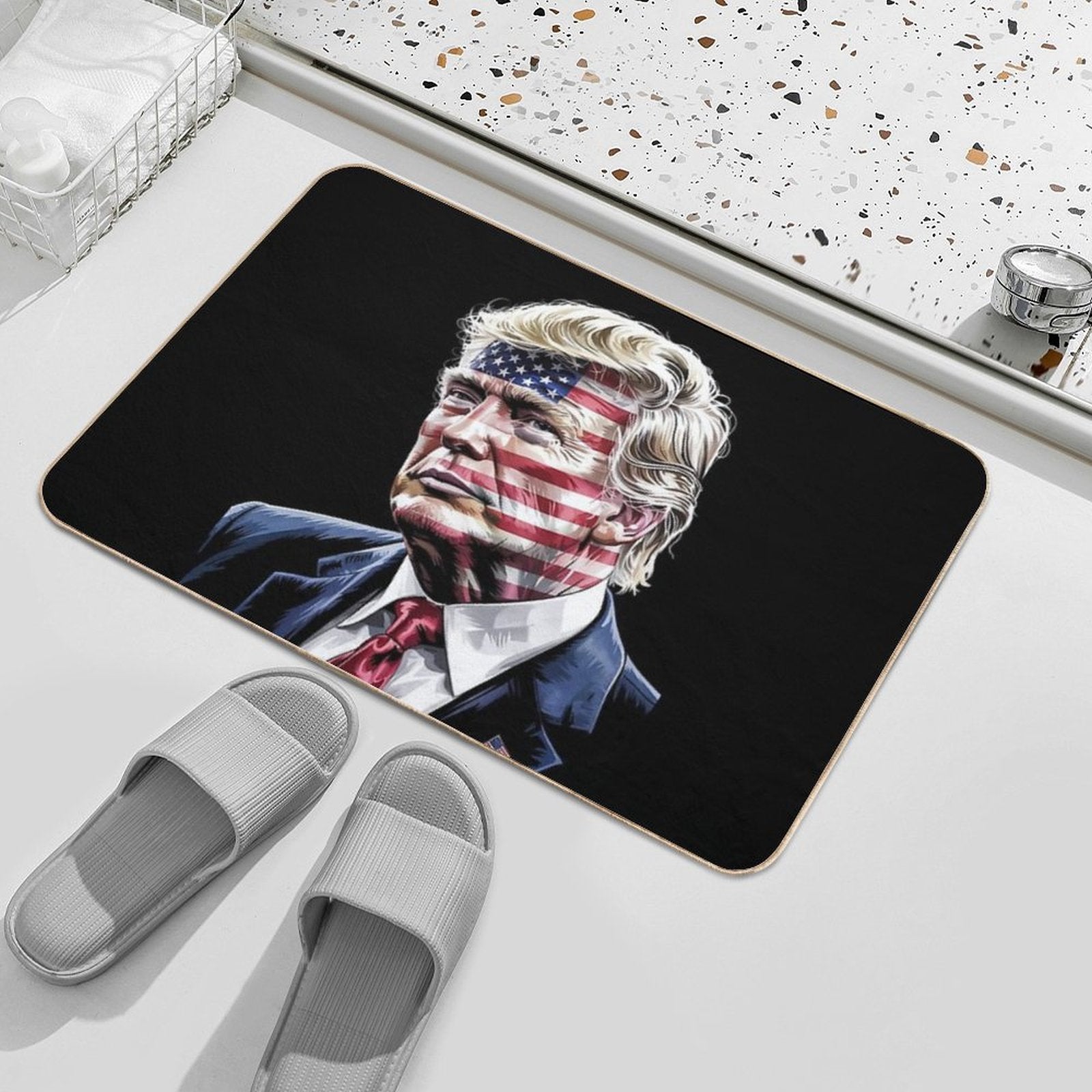 Donald Trump Portrait Face USA Flag 4th July 2025-  Versatile Bath Mat