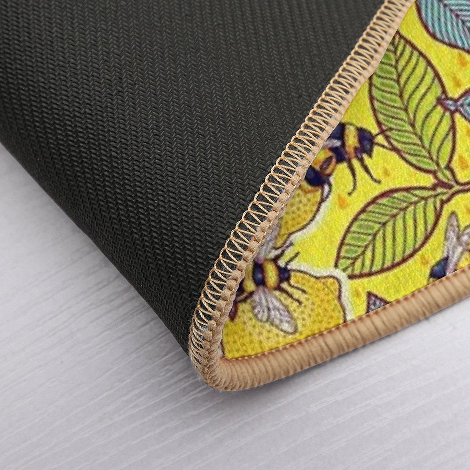 Yellow Lemon And Bee Garden.  Anti-Trip Bath Mat