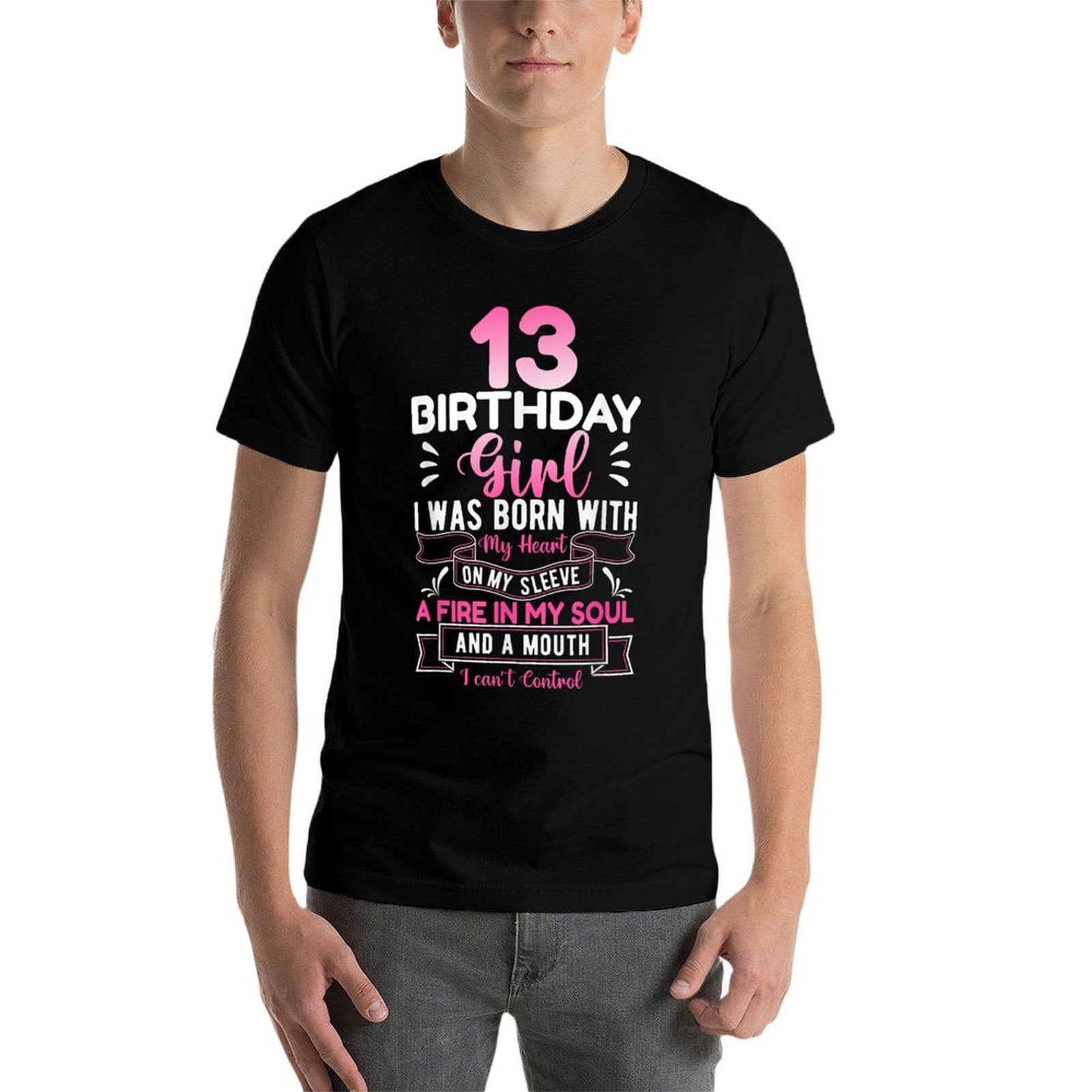 13th Birthday 13 Years Girls Funnynager Birthday  Oversized Silhouette T-Shirt