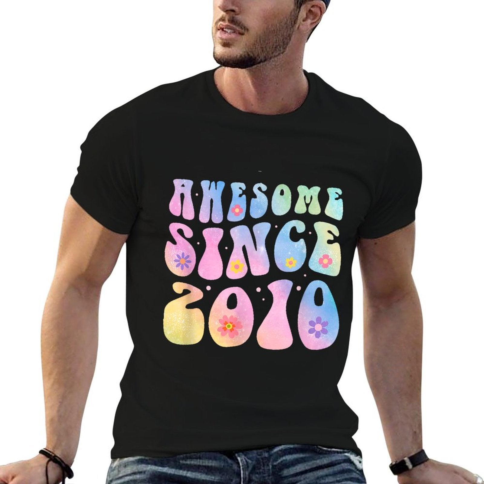 15 Year Old Awesome Since 2010 Tie Dye Flowers 15th Birthday  Graphic-printed T-Shirt