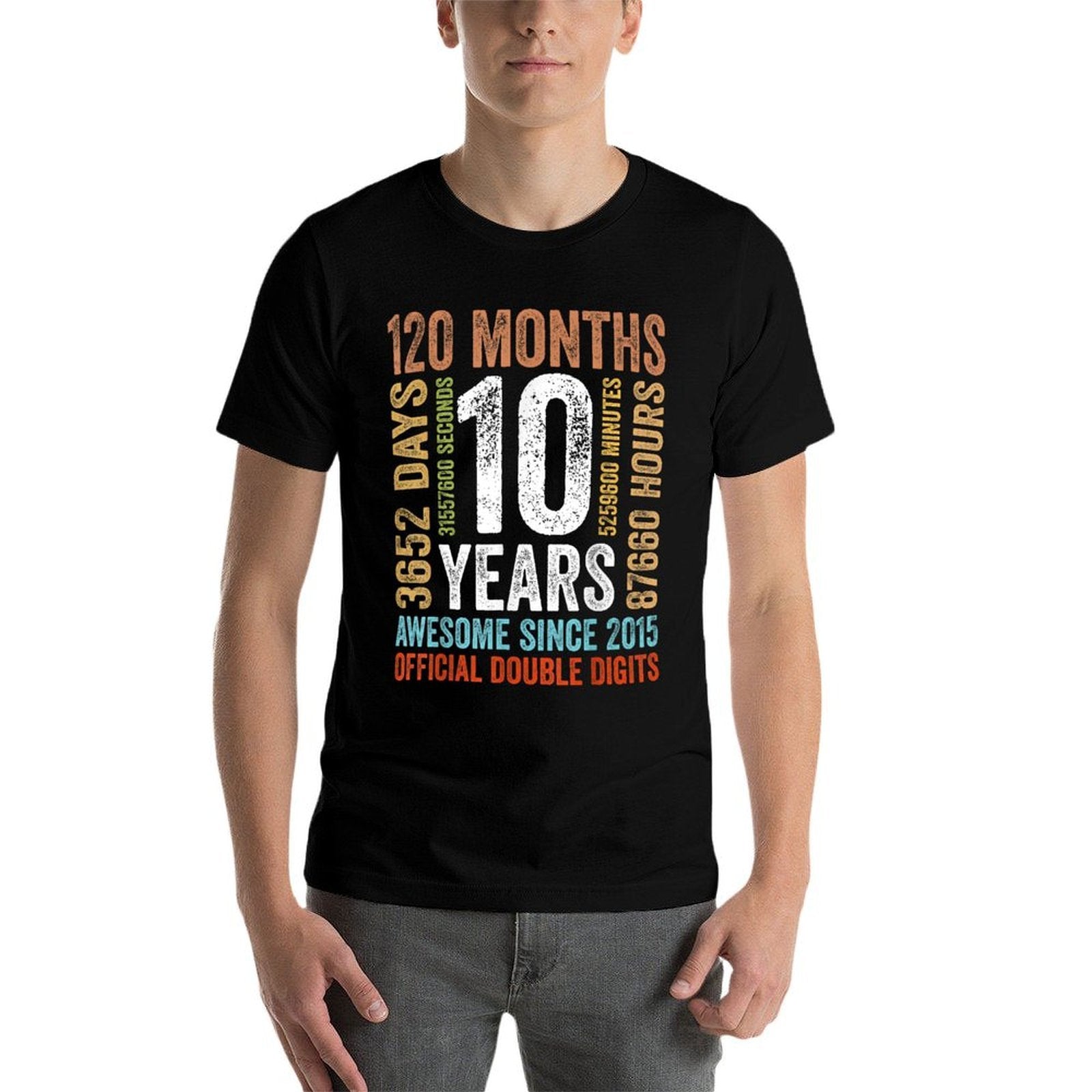 10th Birthday Ten 10 Years Old Since 2015 Double Digits Bday  Trendy Pattern T-Shirt