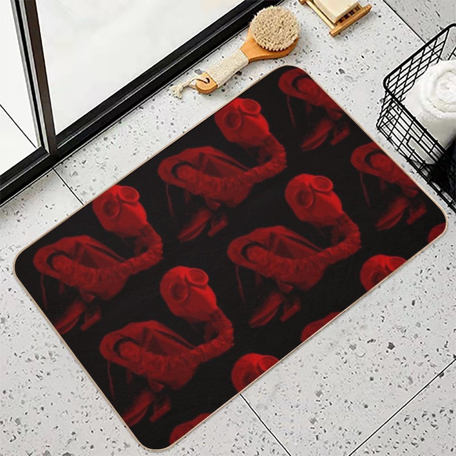 IP-4 Gas Mask Red  Fade-Resistant Bath Mat