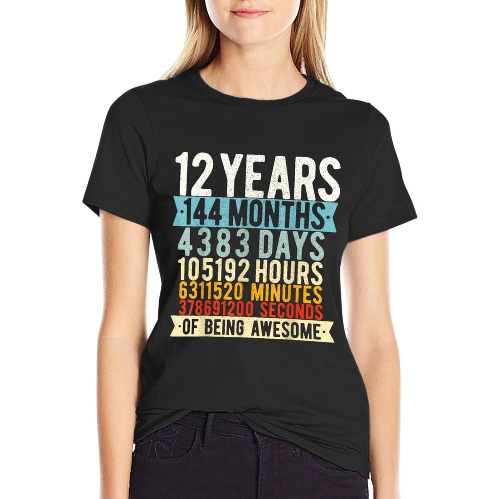 12th Birthday 12 Years Old Vintage Retro 144 Months  Oversized Silhouette T-Shirt