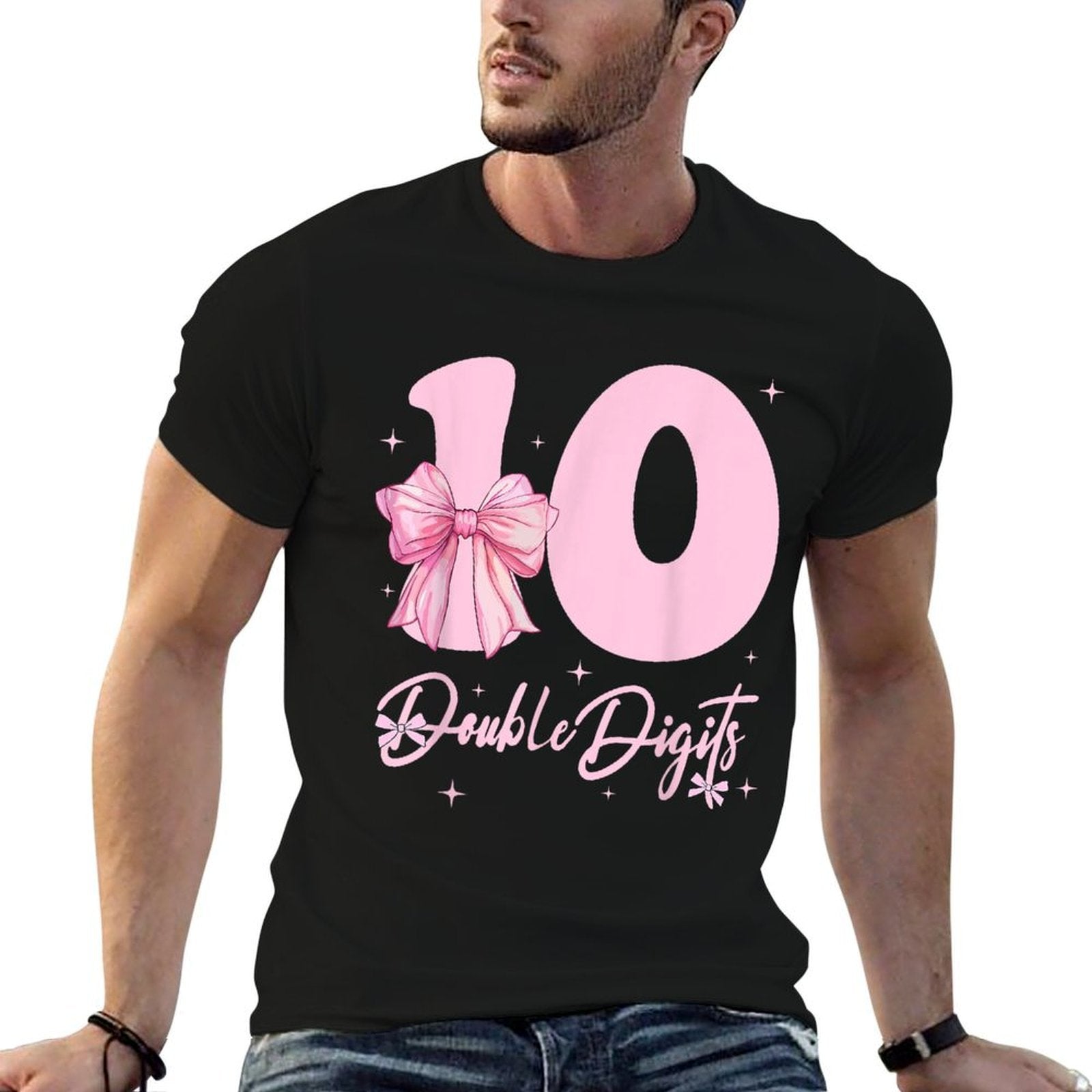 10th Birthday Coquette Bow 10 Year Old Girl 10 Double Digits  Odor-resistant T-Shirt