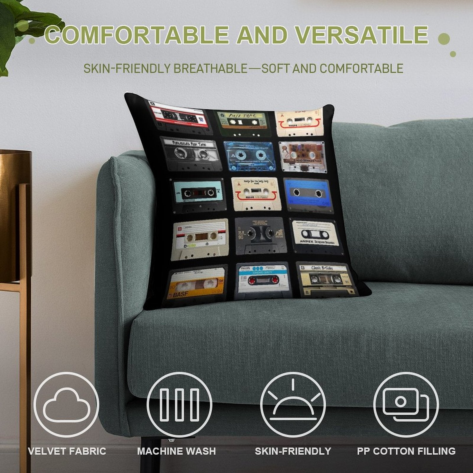 #Music Soft Fade-Resistant Throw Pillow