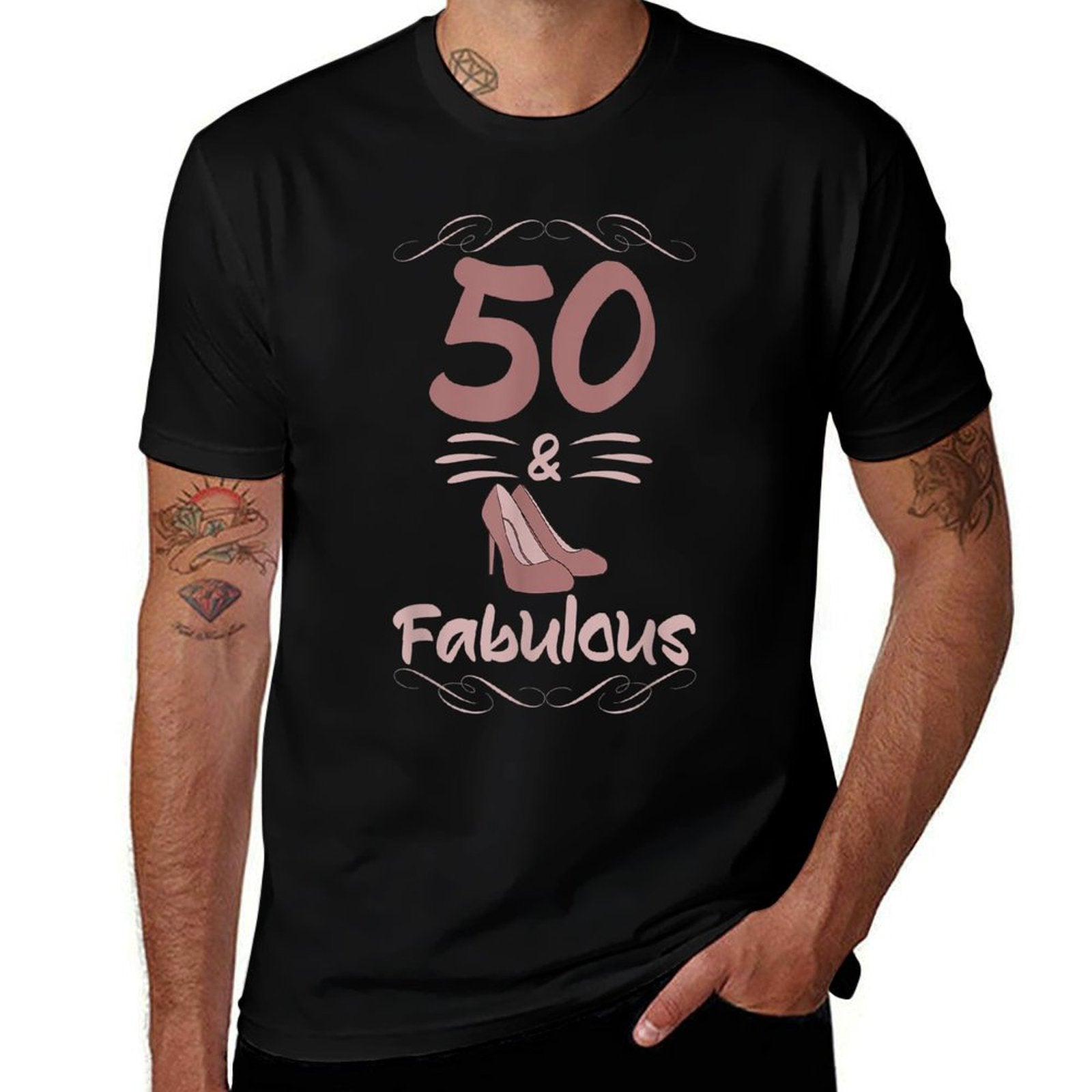 1972 T Shirts Fifty And Fabulous 50th Birthday Heels Shoes Easy-care T-Shirt