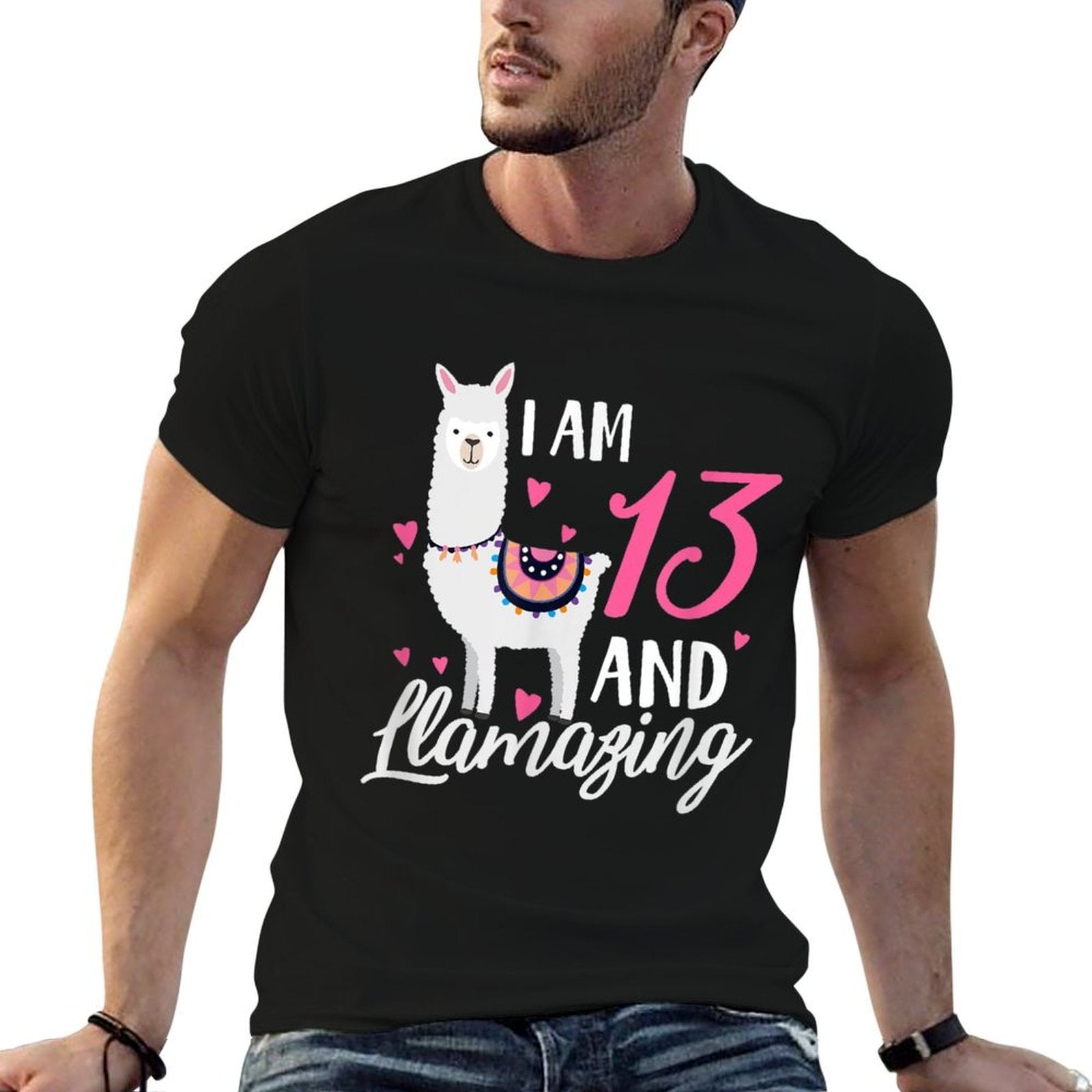 13th Birthday Thirteen Years Old Funny I Am 13 And Llamazing  Moisture-wicking T-Shirt