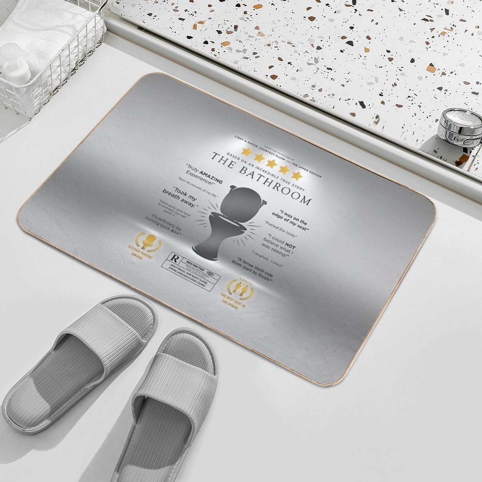 The Bathroom Funny Parody Movie Poster Sign  Repositionable Bath Mat