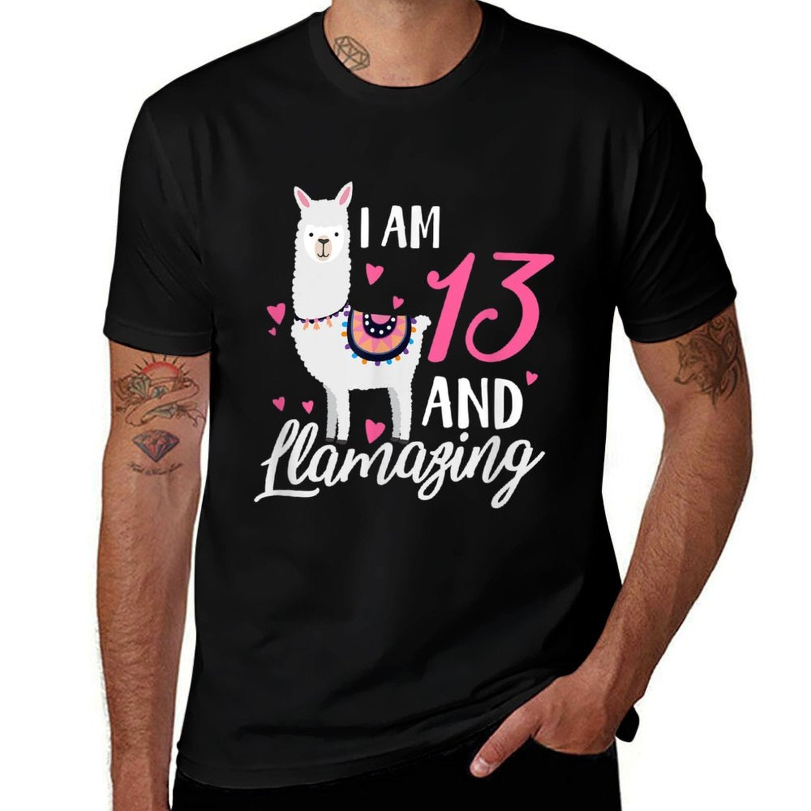 13th Birthday Thirteen Years Old Funny I Am 13 And Llamazing  Moisture-wicking T-Shirt