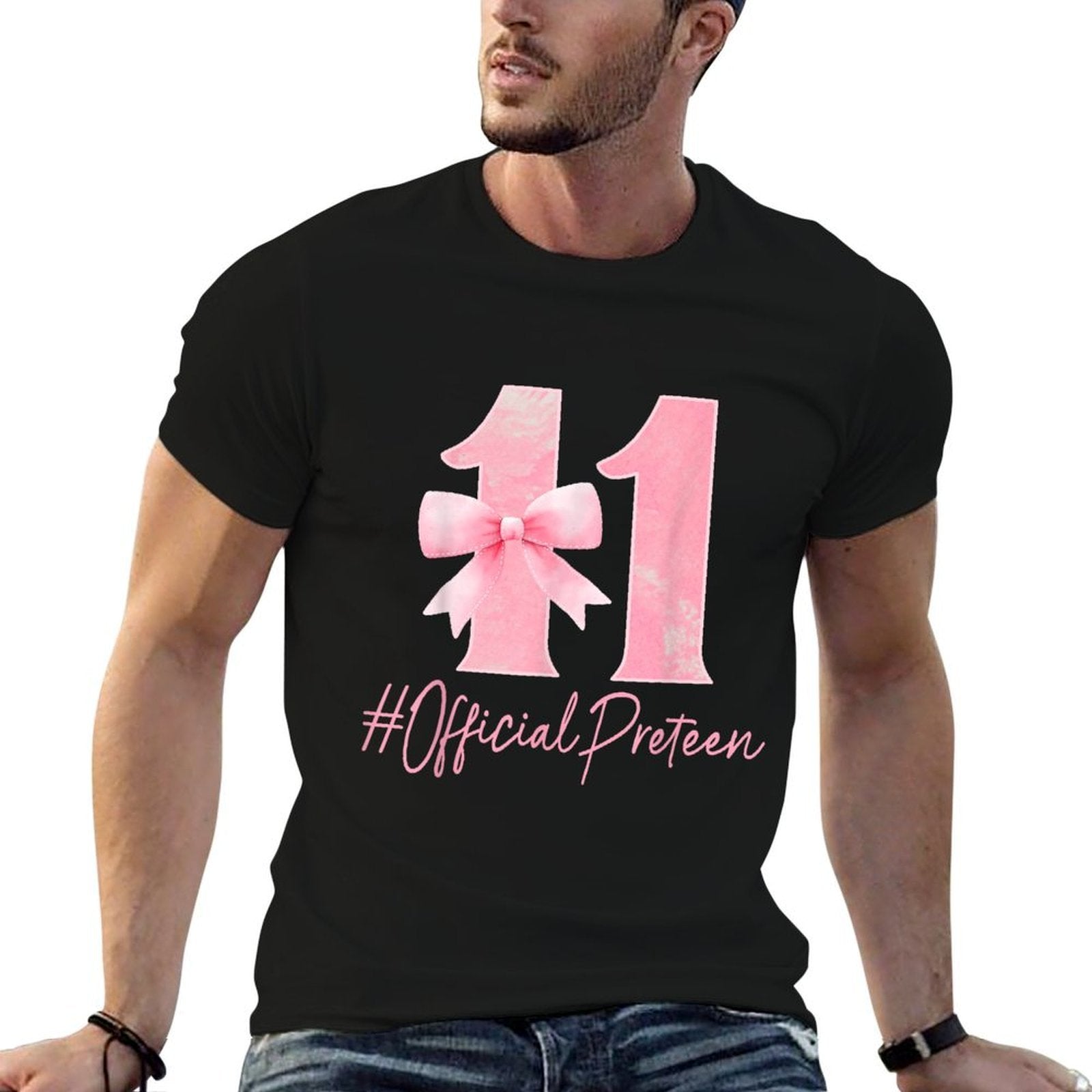 11th Birthday Coquette Bow Pink 11 Year Old Birthday Girl  Polyester Blend T-Shirt