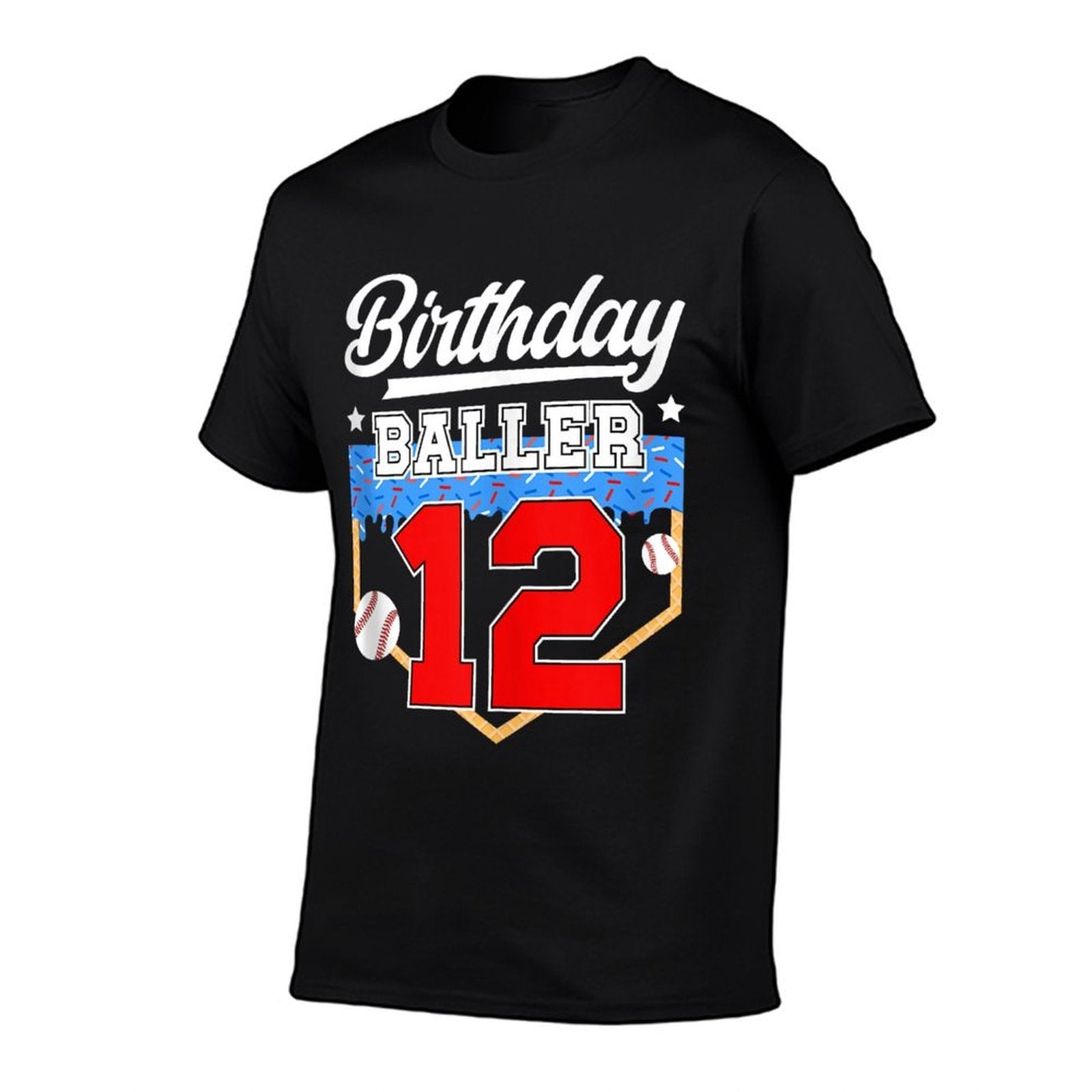 12th Baseball Birthday Twelve Year Old Baseball Player Drip  Easy-care T-Shirt