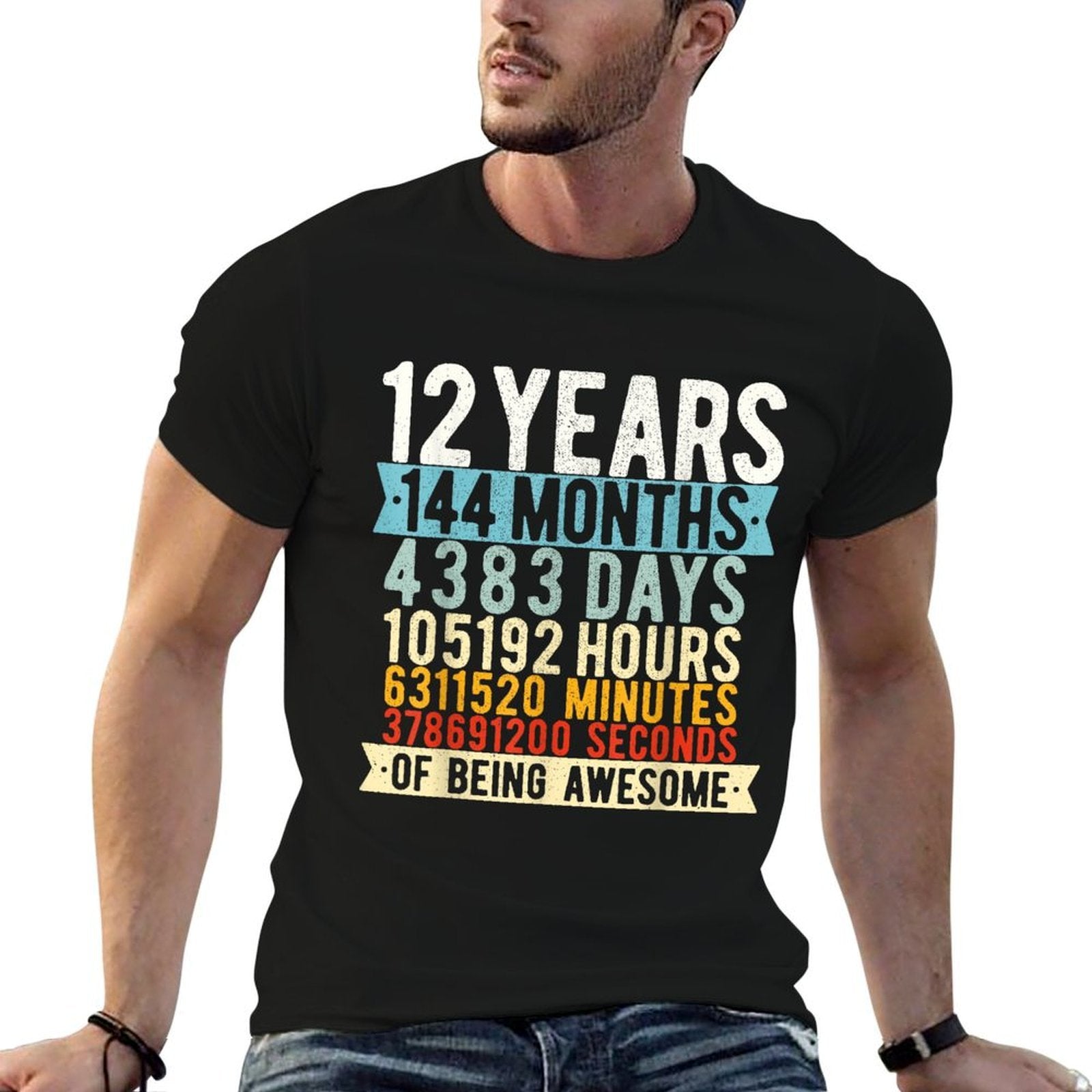 12th Birthday 12 Years Old Vintage Retro 144 Months  Oversized Silhouette T-Shirt