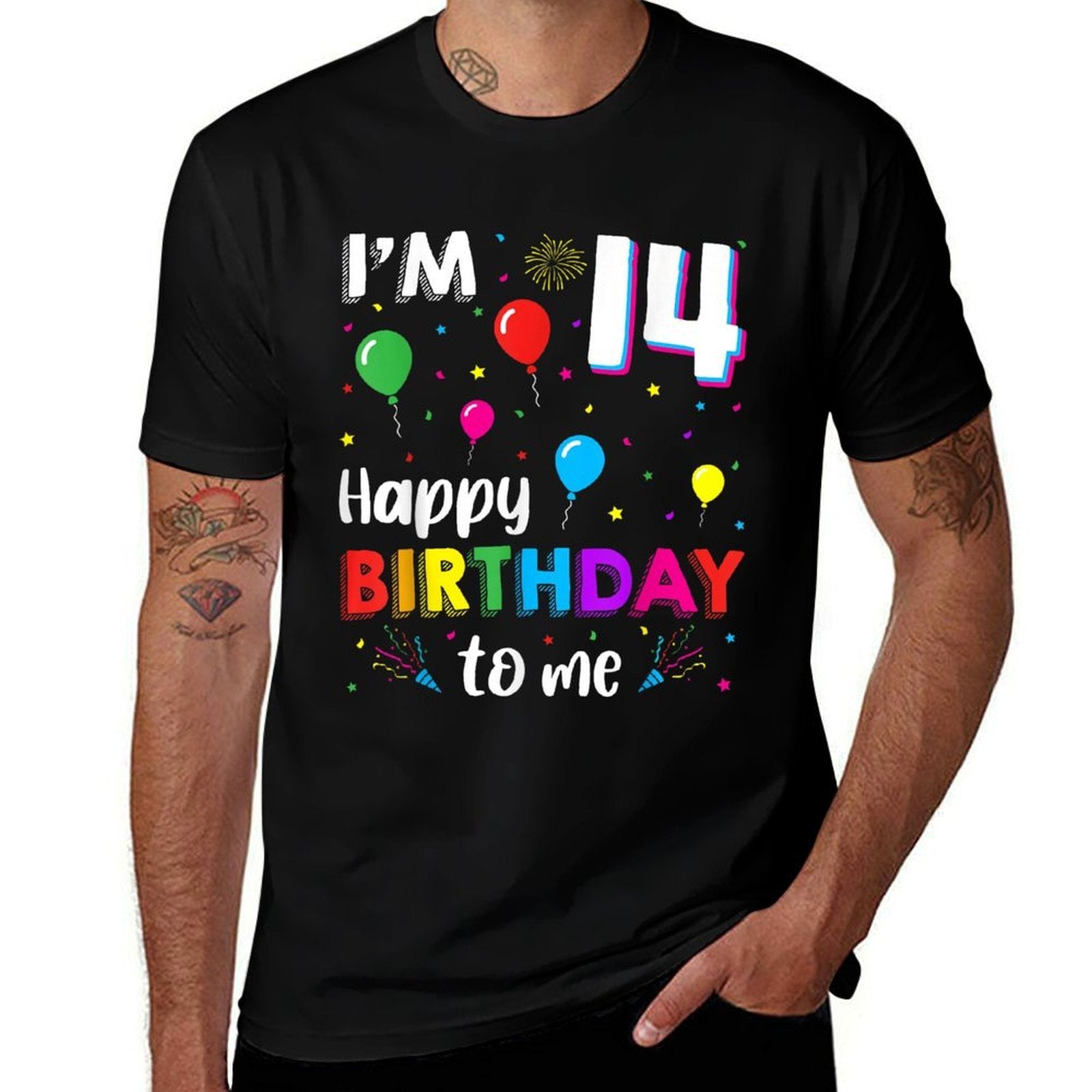 14th Birthday I'm 14 Happy Birthday To Me 14 Years Old Bday  Oversized Silhouette T-Shirt