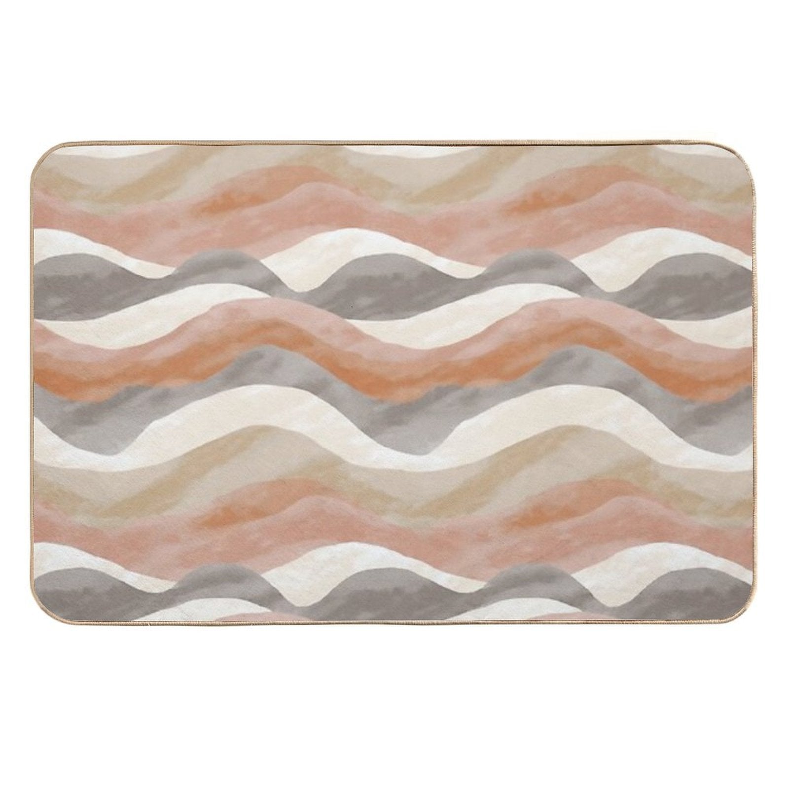 Calm Earthy Tones Abstract Waves Pattern  High-Traffic Bath Mat