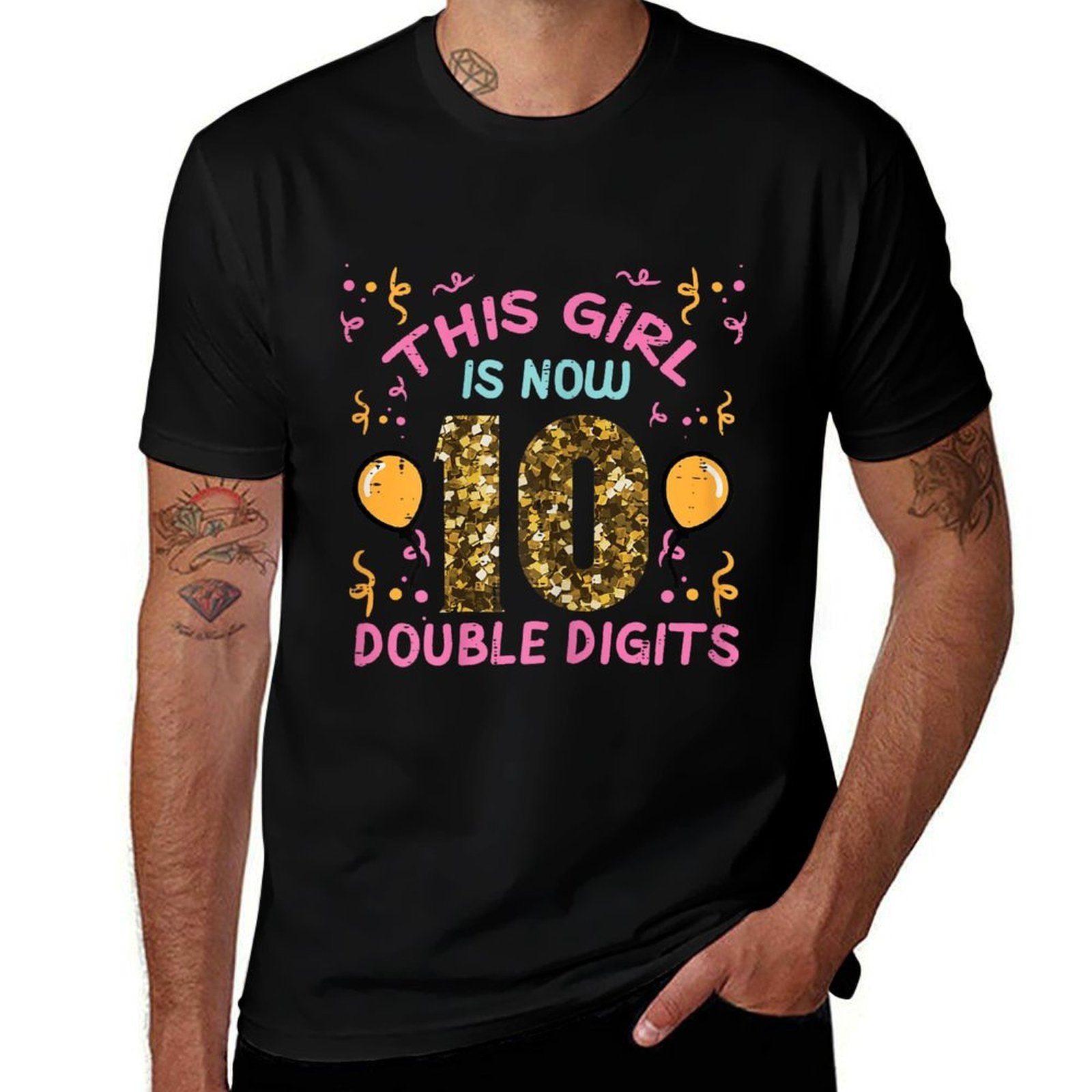 10th Birthday This Girl Now Double Digits 10 Years Old Bday  Summer-ready Fabric T-Shirt