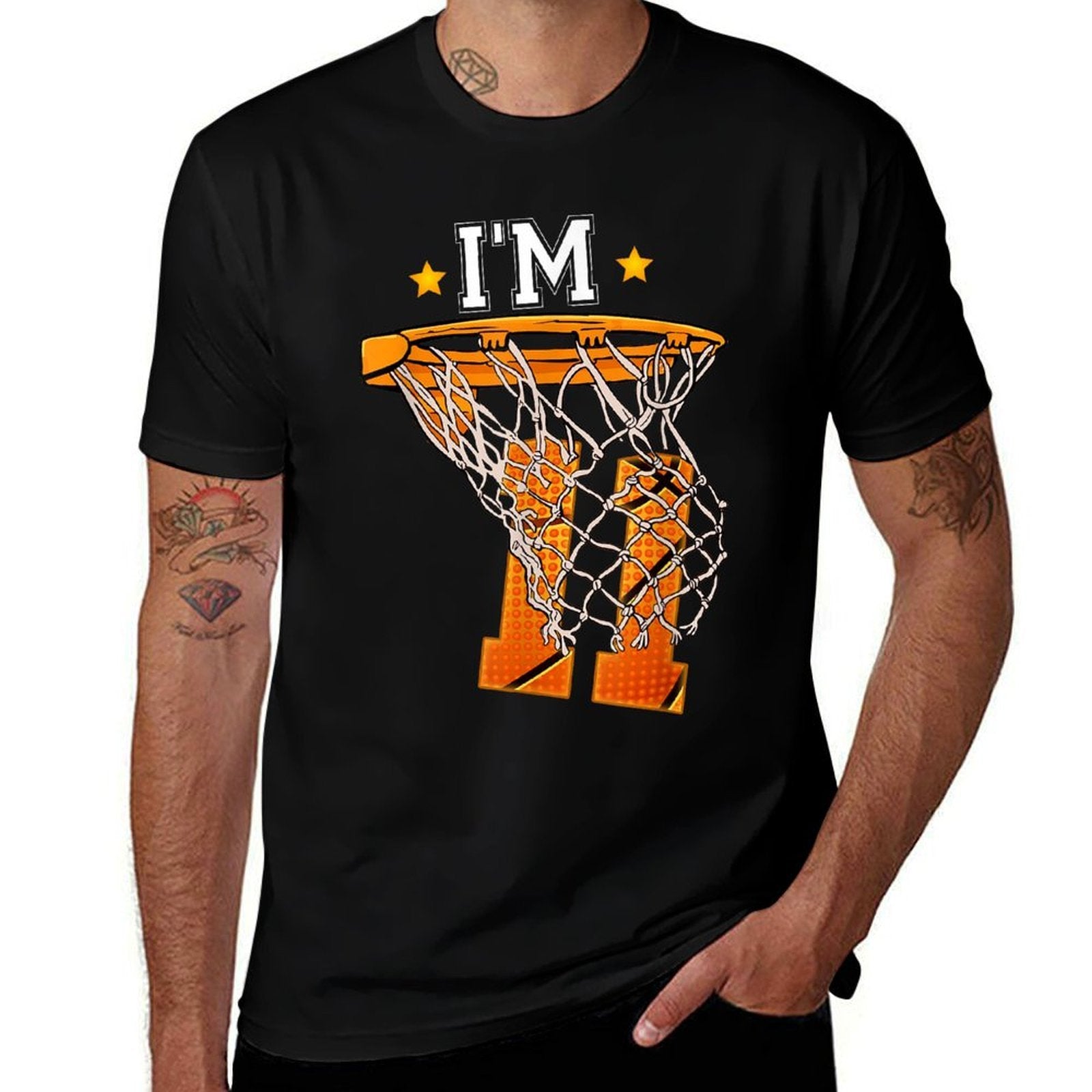 11th Birthday Basketball I'm 11 Boy Girl 11th Birthday  Polyester Blend T-Shirt