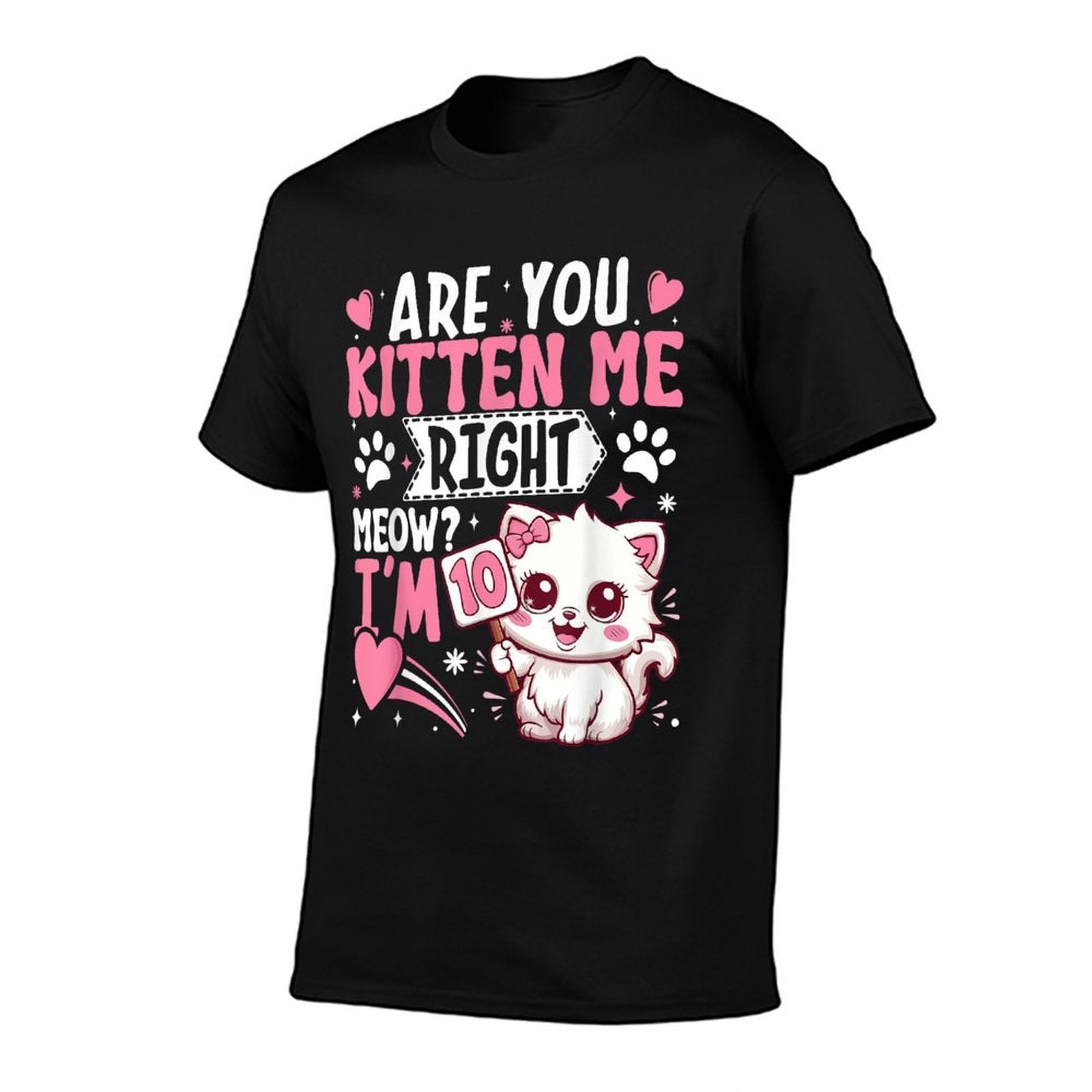 10th Birthday Girl 10 Year Old Kitten Cat Happy Bday  Breathable T-Shirt