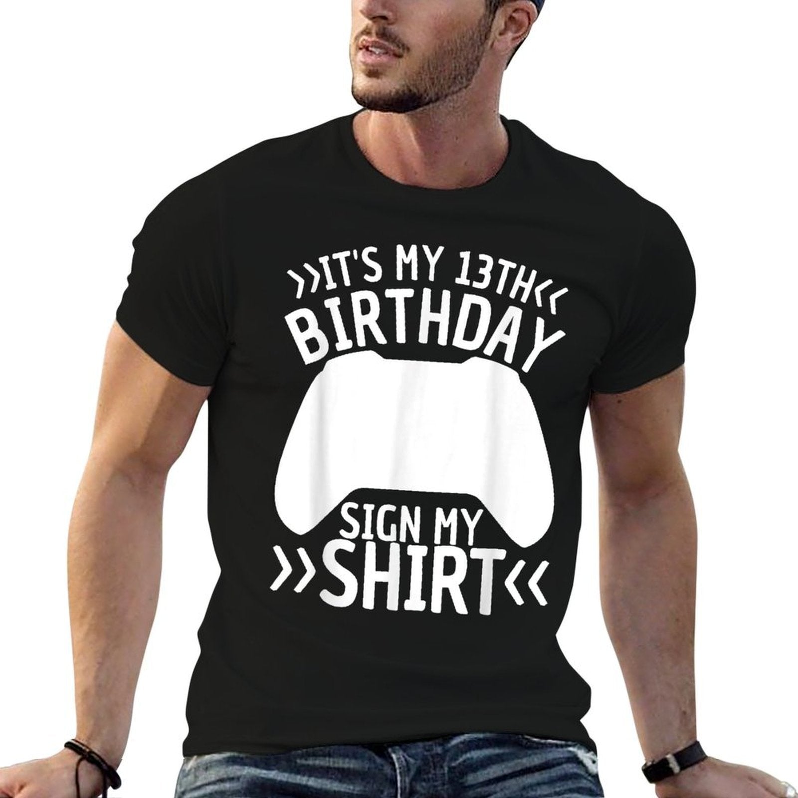 13 Years Old Boy Gamer Birthday Its My 13th Birthday Sign My  Graphic-printed T-Shirt