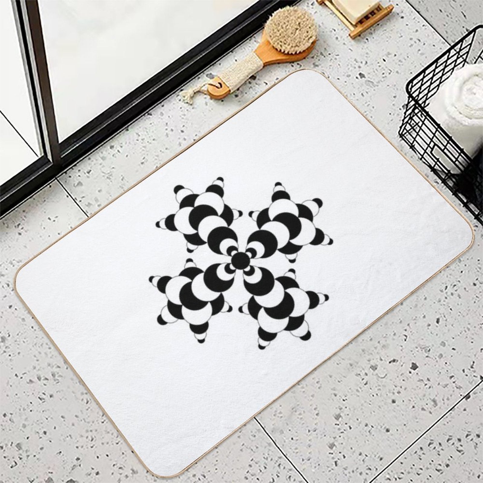 Fractal Molecule Crop Circle  Dirt-Trapping Bath Mat
