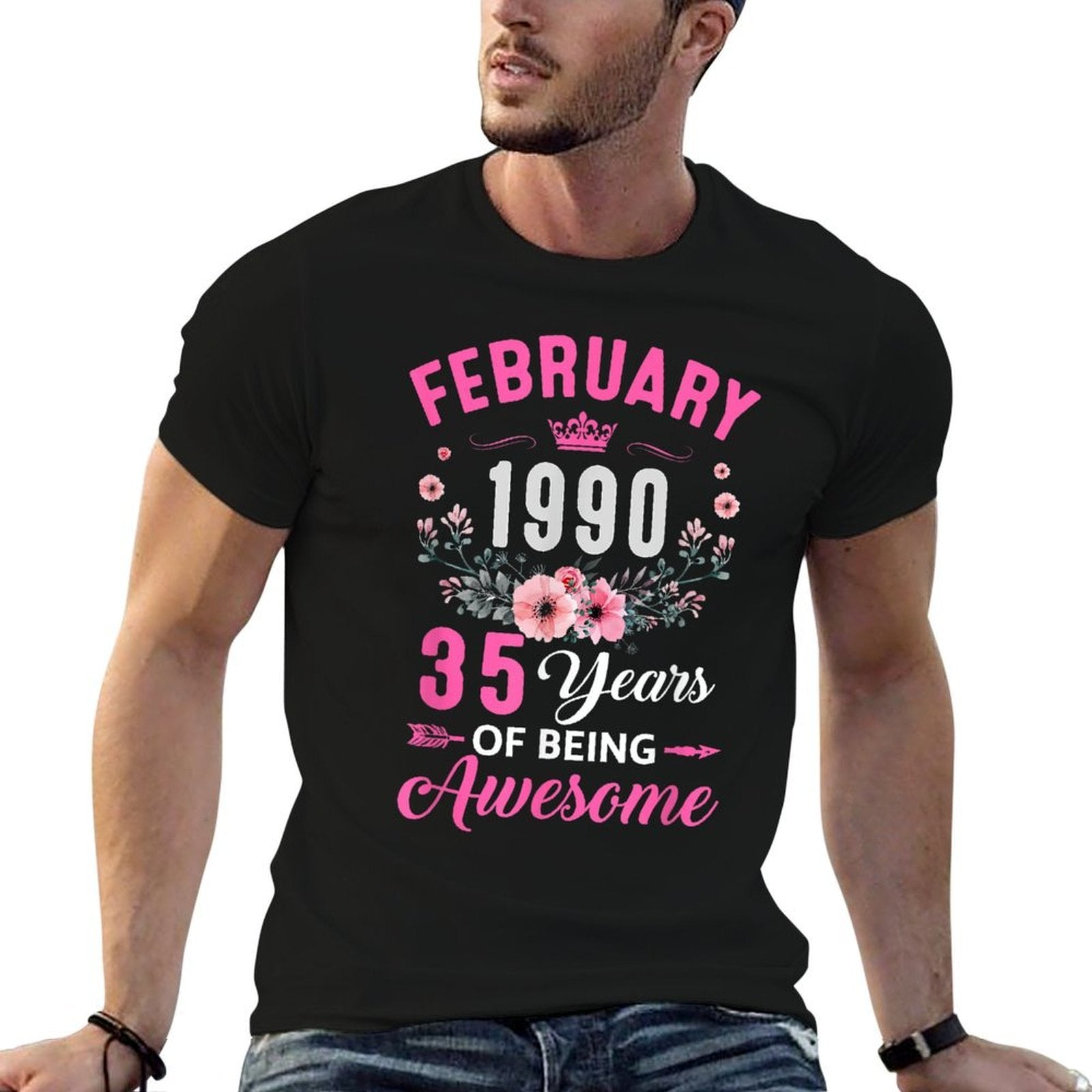 1990 35 Years Old February 35Th Birthday Women  Vintage-inspired T-Shirt