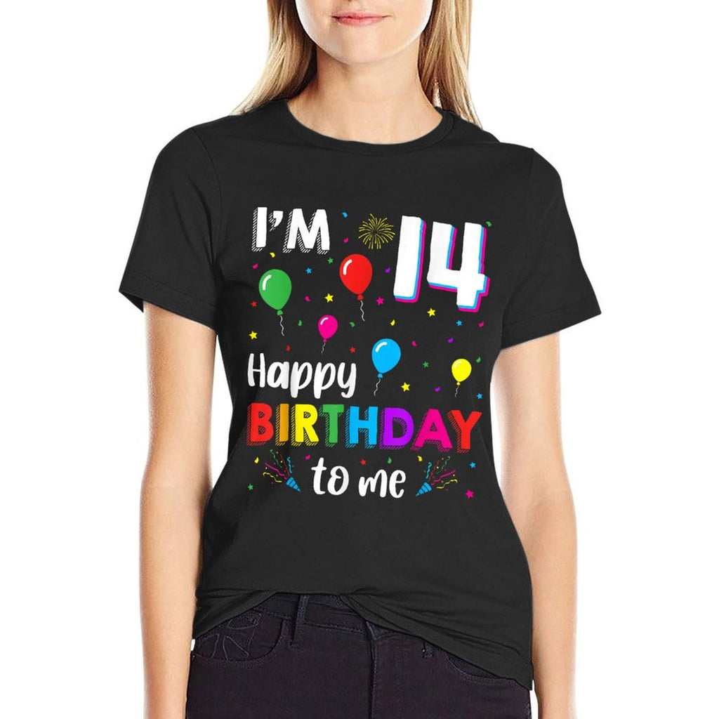 14th Birthday I'm 14 Happy Birthday To Me 14 Years Old Bday  Oversized Silhouette T-Shirt