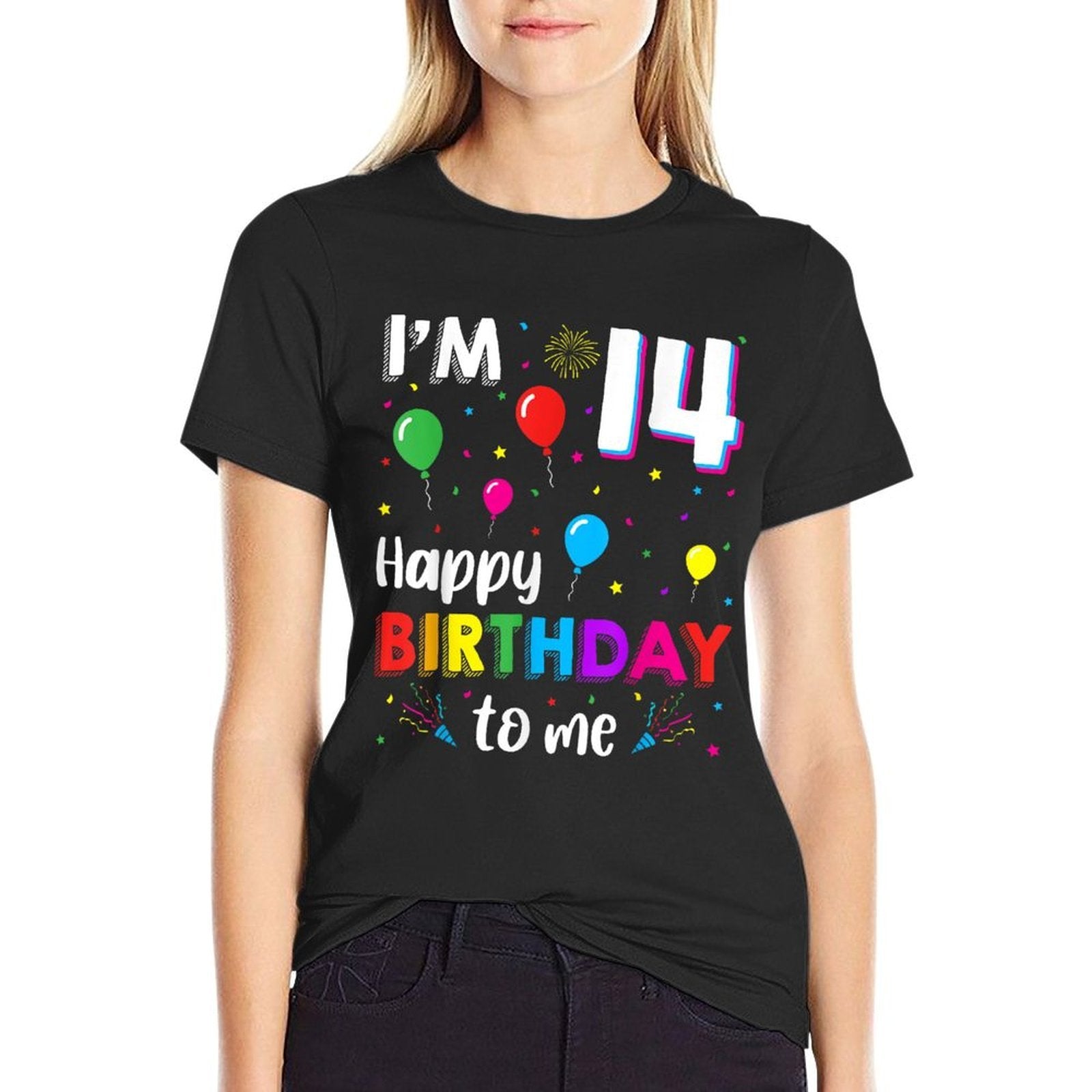 14th Birthday I'm 14 Happy Birthday To Me 14 Years Old Bday  Oversized Silhouette T-Shirt