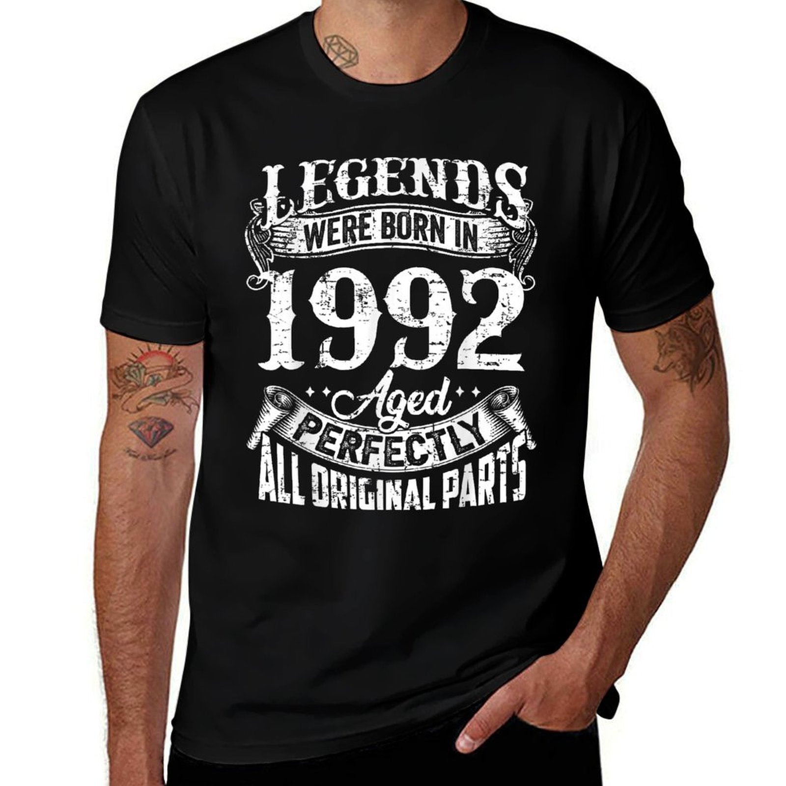30 Years Old Vintage Legends Born In 1992 30th Birthday  High-quality Stitching T-Shirt