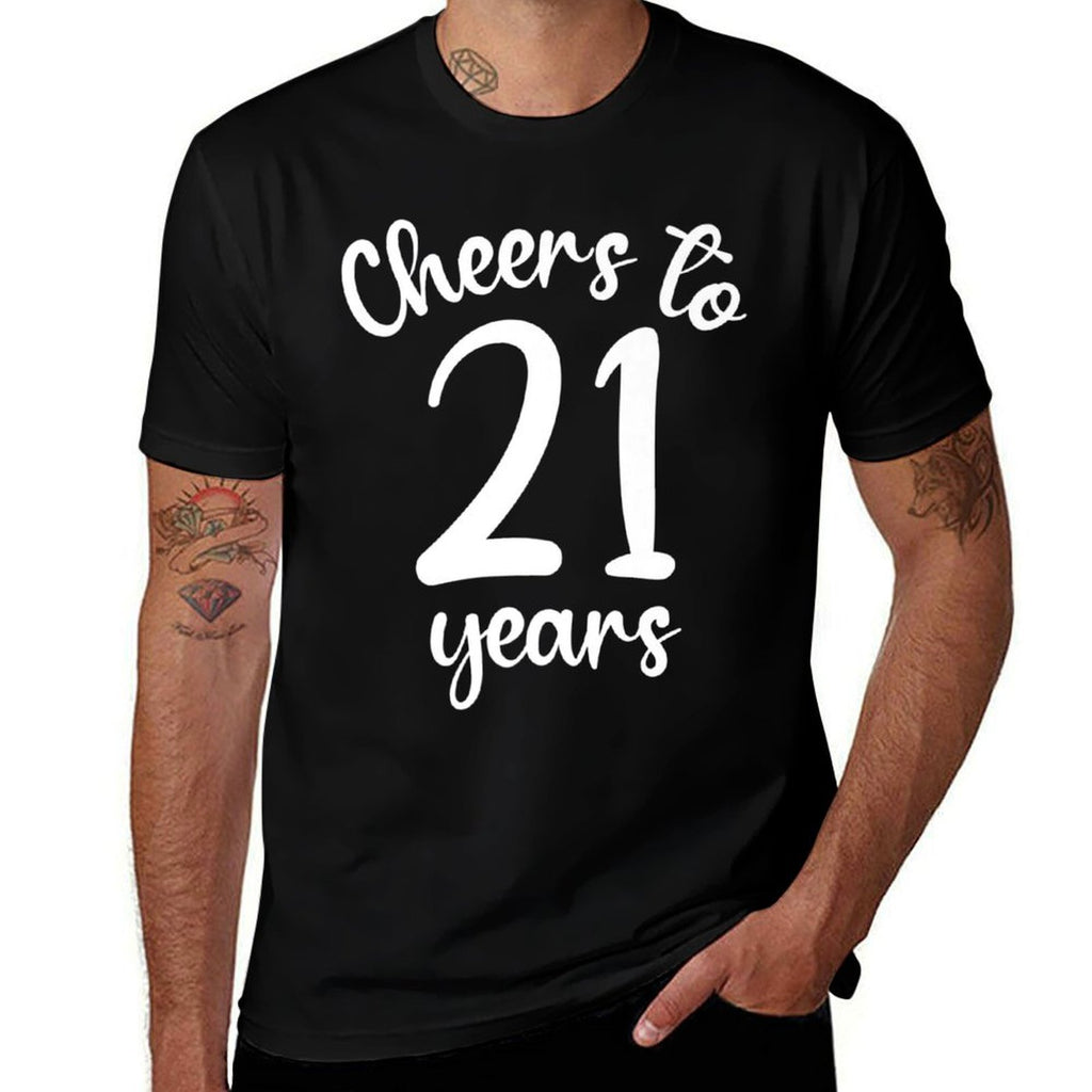 21st Birthday Cheers To 21 Years Twenty First Birthday Premium  High-quality Stitching T-Shirt
