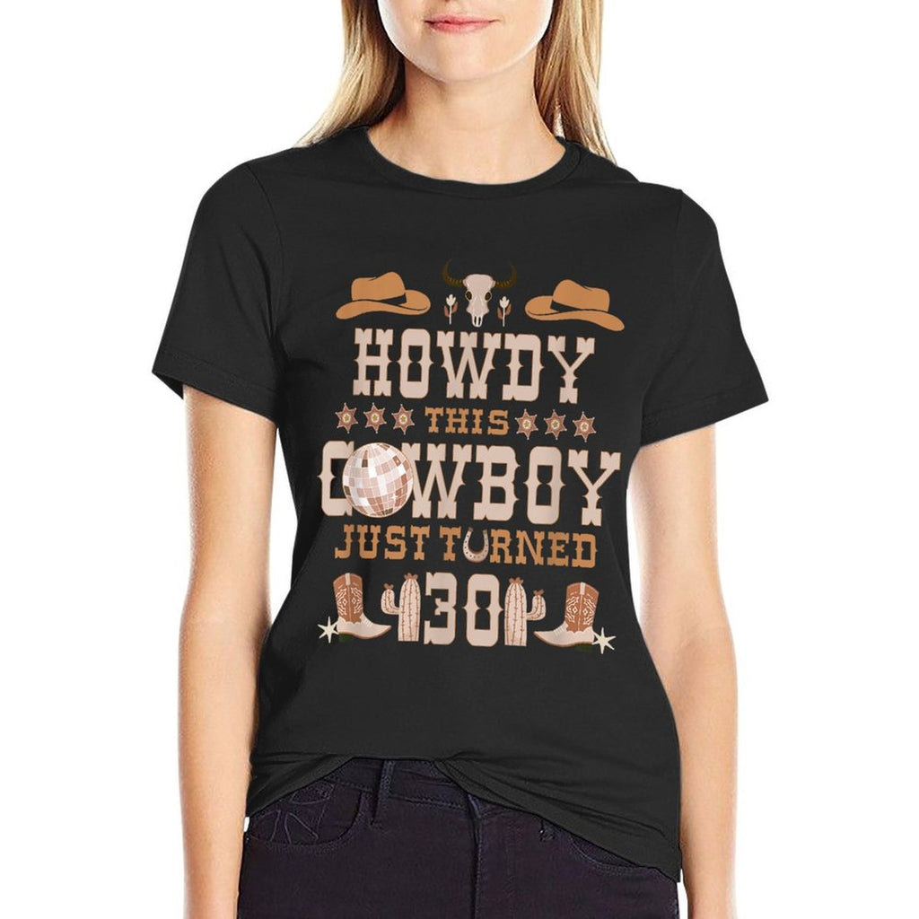 30yr Birthday Cowboy Western 30 Years Old Boy 30th Birthday  Trendy Pattern T-Shirt