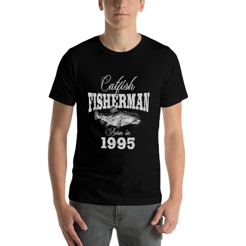 30 Year Old Fisherman Catfish Fishing 1995 30th Birthday  Rolled Sleeves T-Shirt