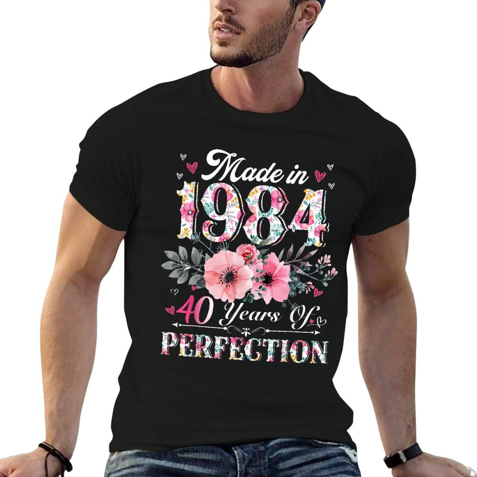 40 Year Old Made In 1984 Floral 40th Birthday Gifts Women  Relaxed-fit T-Shirt
