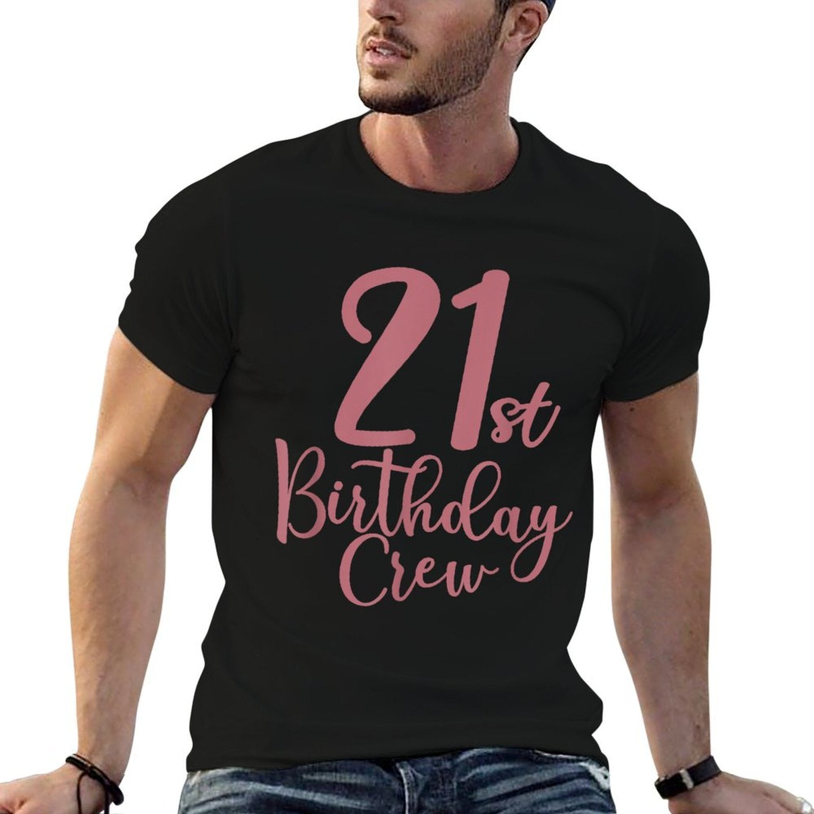 21st Birthday Crew 21 Years Old Women Matching Group Party  Cotton T-Shirt