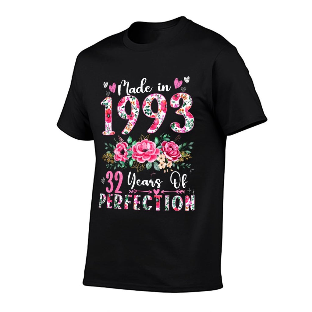 32 Year Old Made In 1993 Floral 32th Birthday Women  Breathable T-Shirt