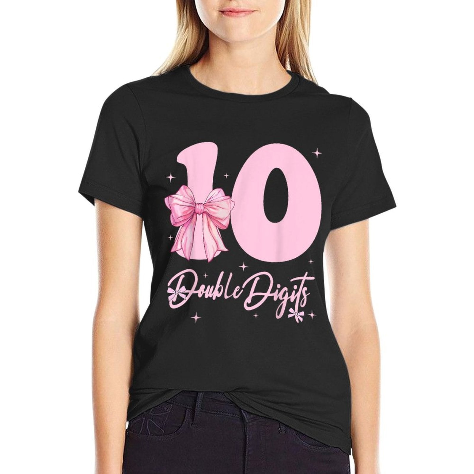 10th Birthday Coquette Bow 10 Year Old Girl 10 Double Digits  Odor-resistant T-Shirt
