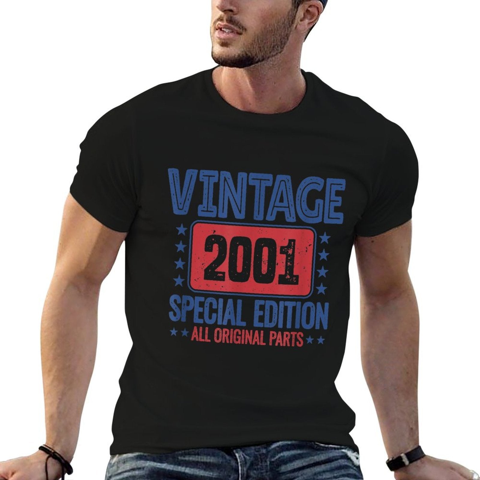 21st Birthday Vintage 2001 Born in 2001 21 Birthday  Rolled Sleeves T-Shirt