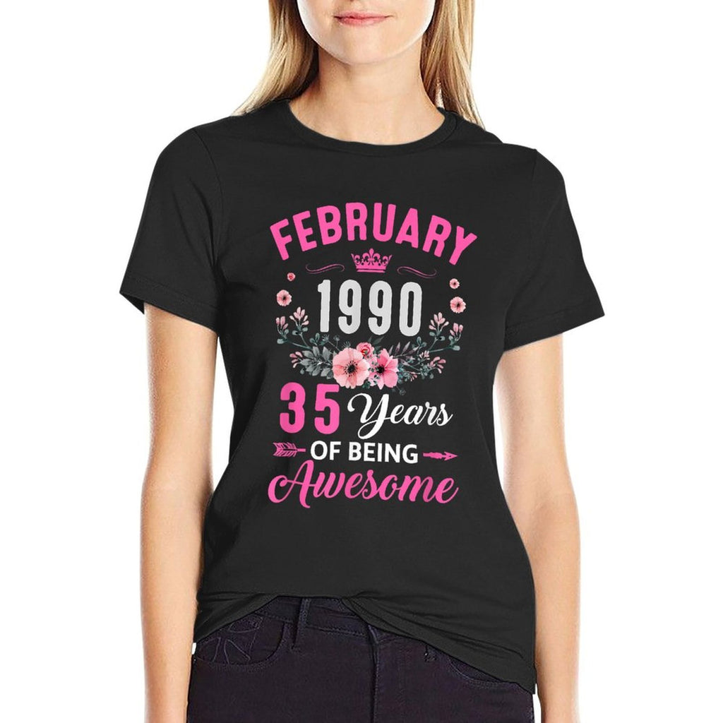 1990 35 Years Old February 35Th Birthday Women  Vintage-inspired T-Shirt