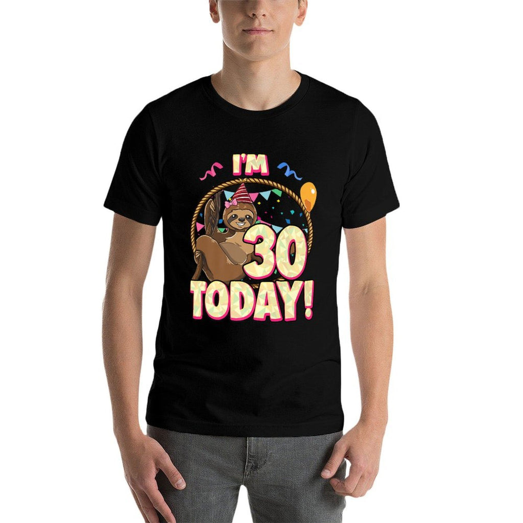 30th Birthday Sloth Party Lazy 30 Thirty Premium  Relaxed-fit T-Shirt