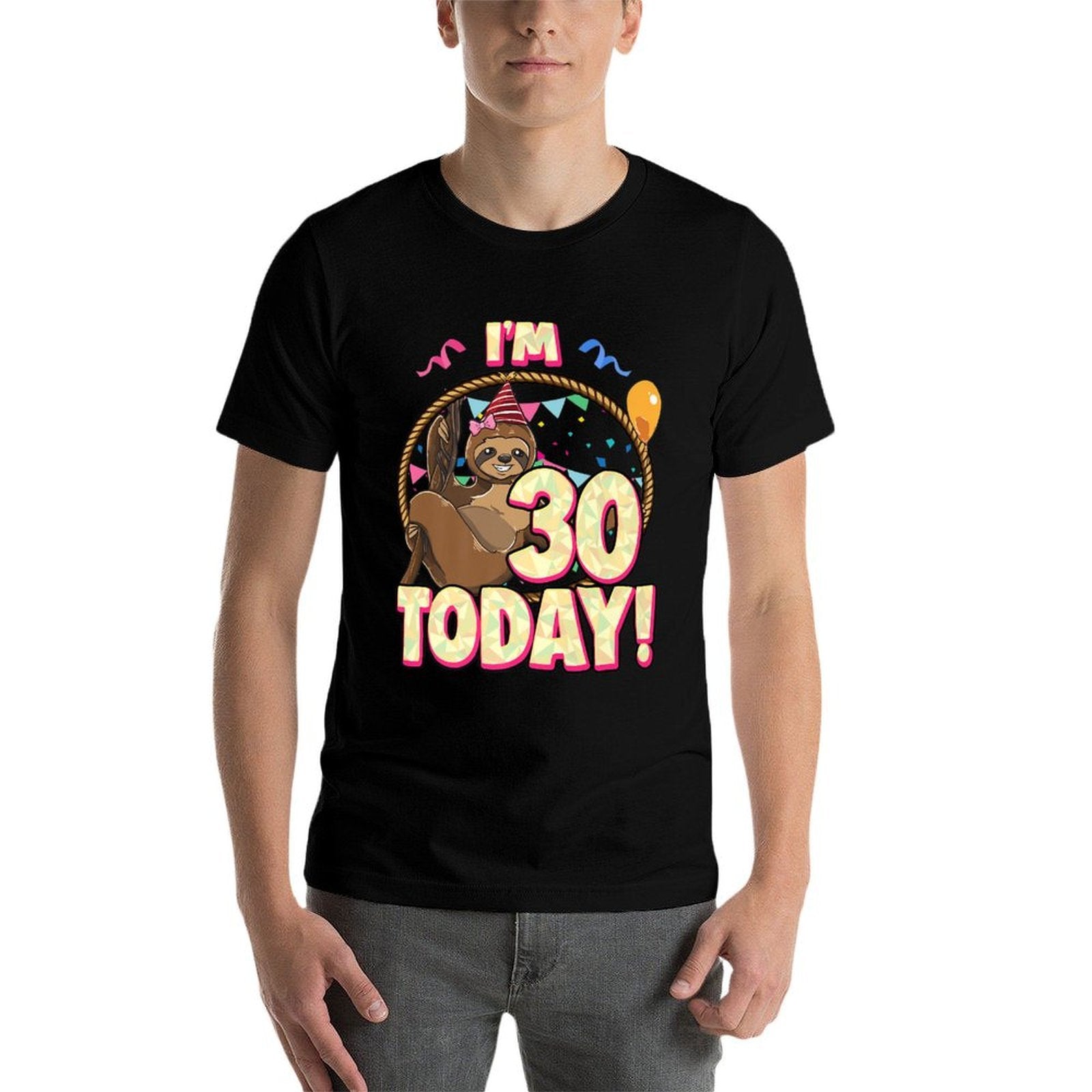 30th Birthday Sloth Party Lazy 30 Thirty Premium  Relaxed-fit T-Shirt