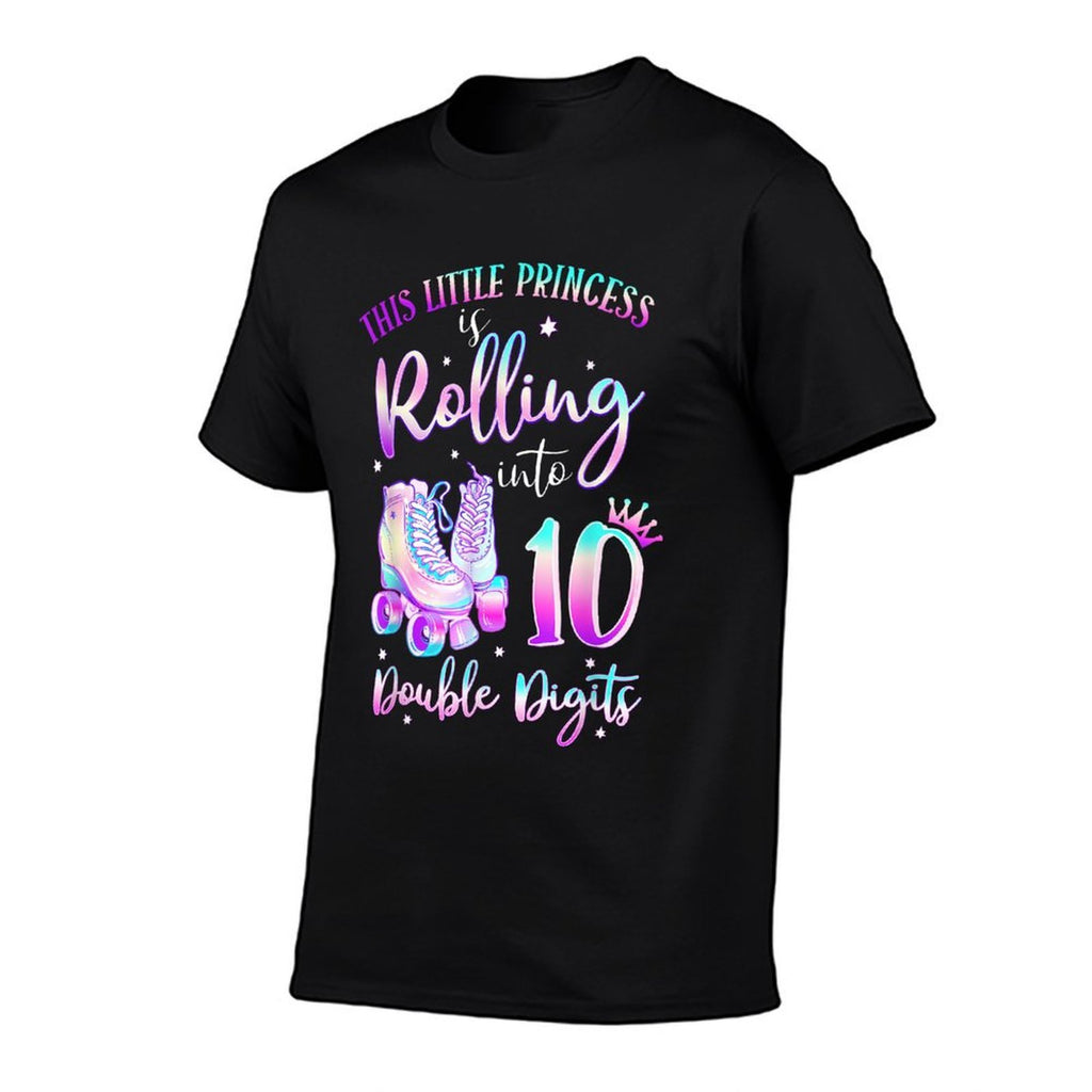 10th Birthday Rolling Into 10 Double Digits Roller Skate  Tagless Design T-Shirt