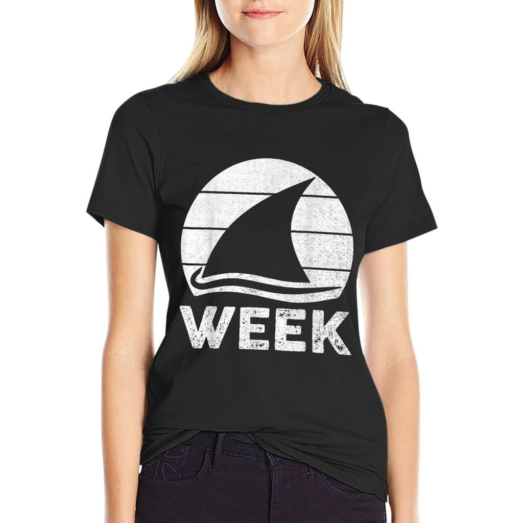 2025 Week Retro Shark Fin Lover Sea Ocean Animal Summer Trip  Breathable T-Shirt
