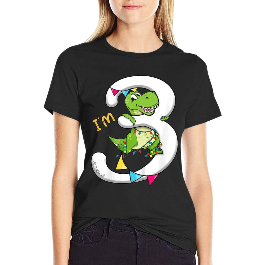 3rd Birthday Dinosaur  Dino Third Bday Im 3 Years Boys  High-quality Stitching T-Shirt