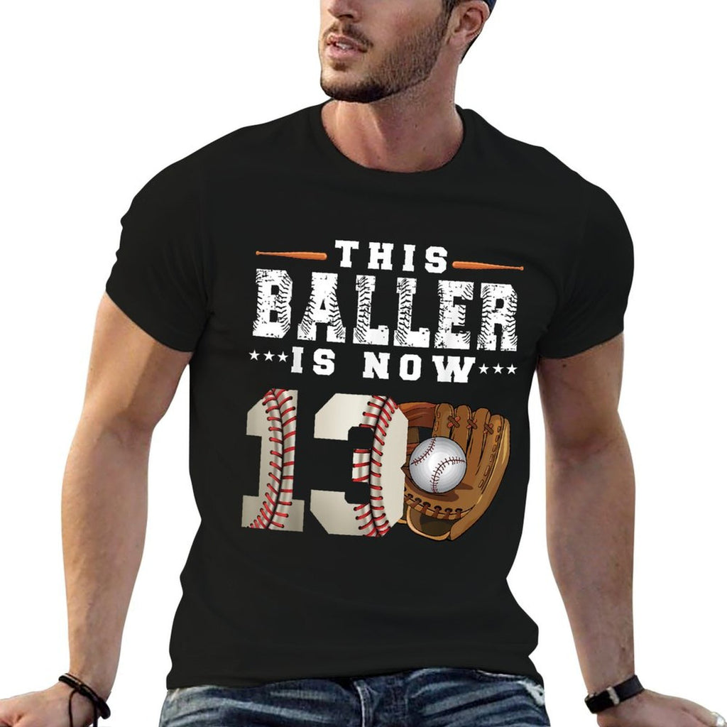 13 Years This Baller Is Now 13 Kids Baseball 13th Birthday  Vintage-inspired T-Shirt