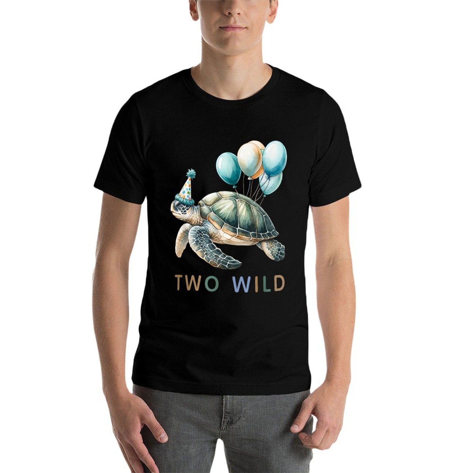 2nd Birthday 2 Years Old Two Wild Sea Turtle Animal Kids  Easy-care T-Shirt
