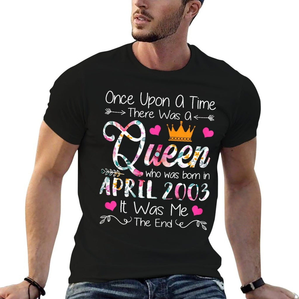 22 Years Old Birthday Girl 22 Birthday Queen April 2003  Ribbed Collar T-Shirt