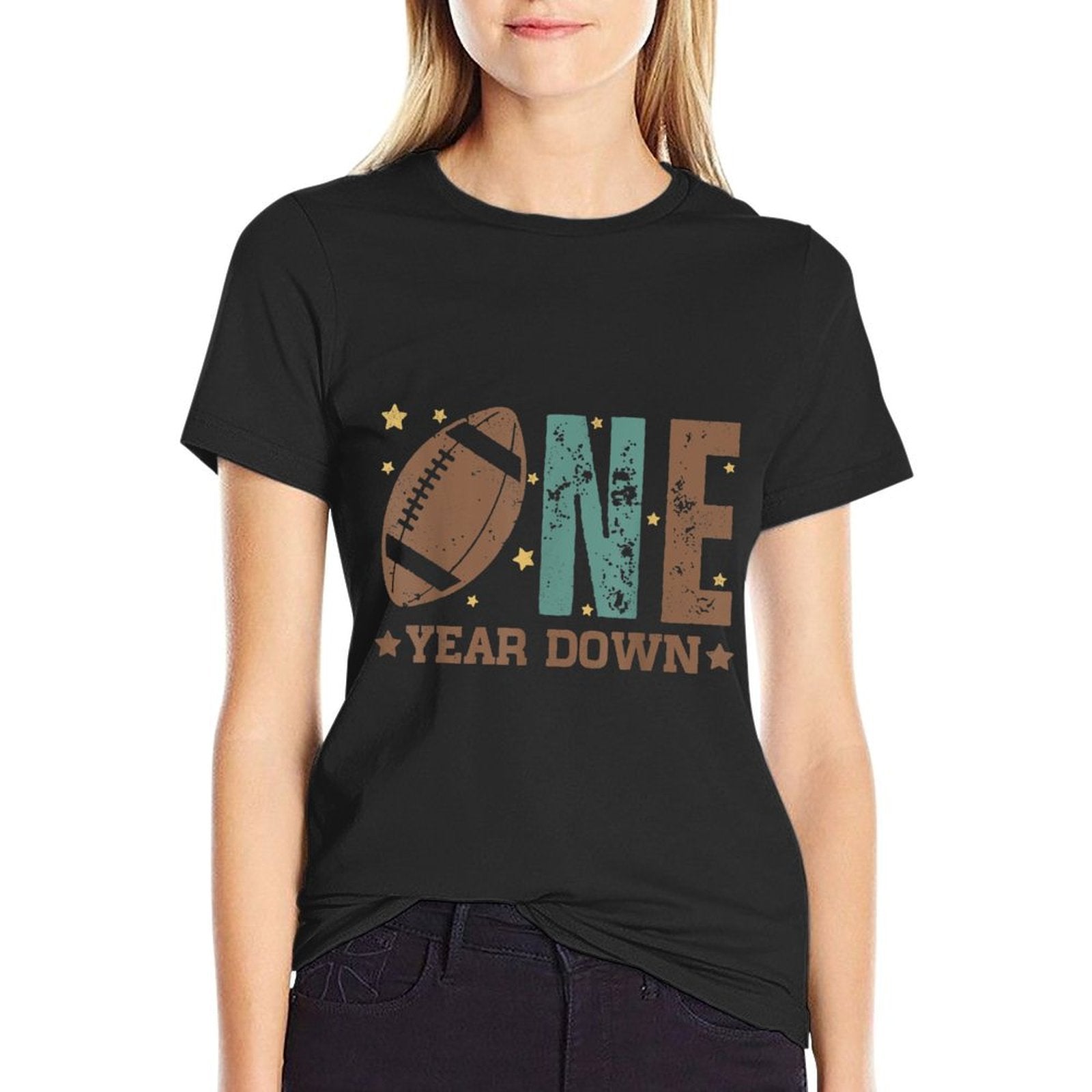1st Year Down Football Lover First Birthday Boy Party  Odor-resistant T-Shirt