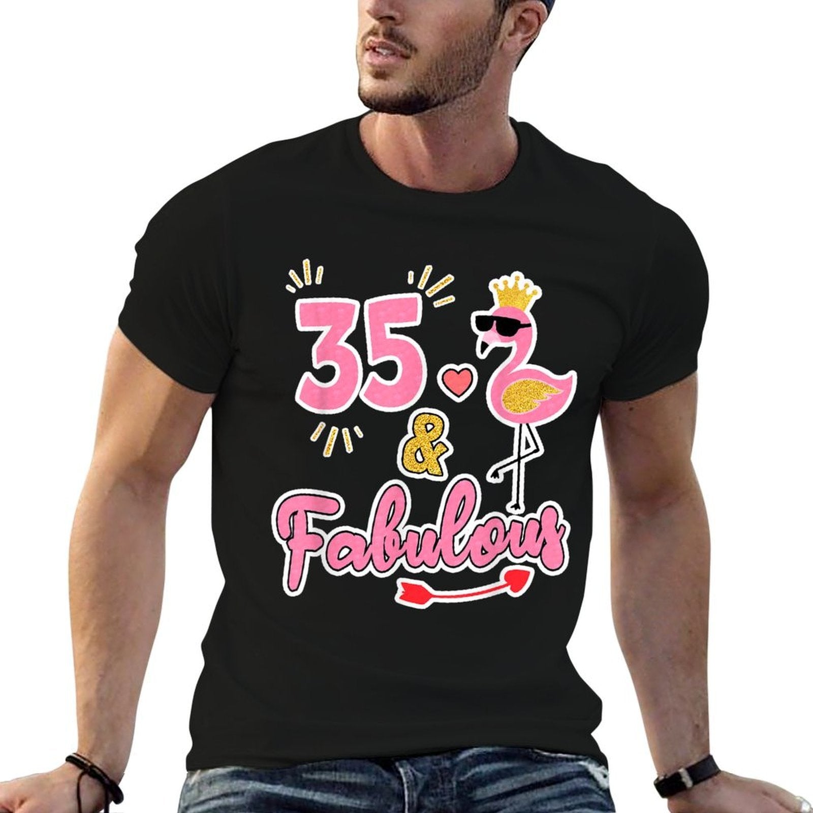 35 And Fabulous - 35 Years Old Gift - 35th Birthday  Heathered Texture T-Shirt