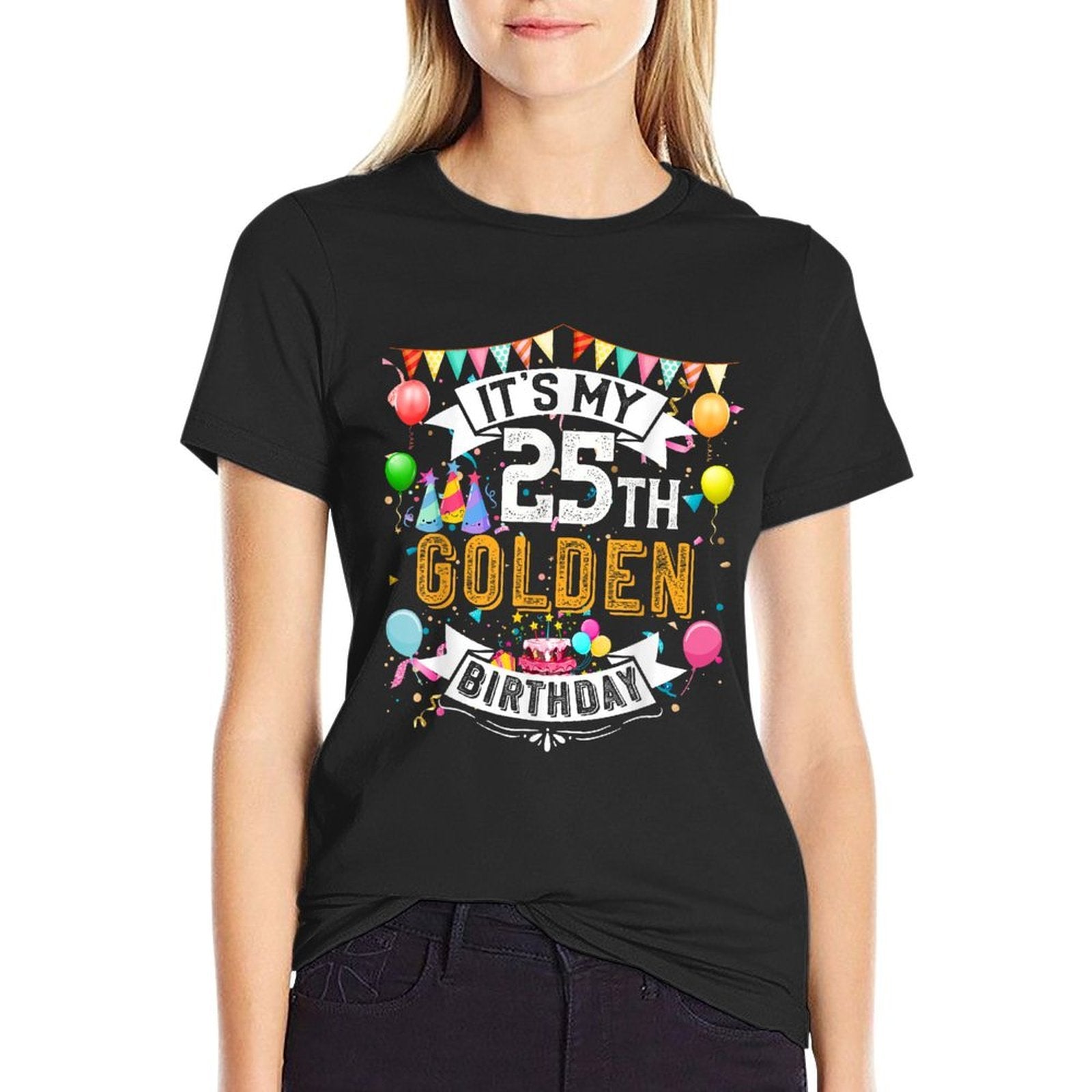 25th Birthday It's My 25th Golden Birthday Vintage  High-quality Stitching T-Shirt