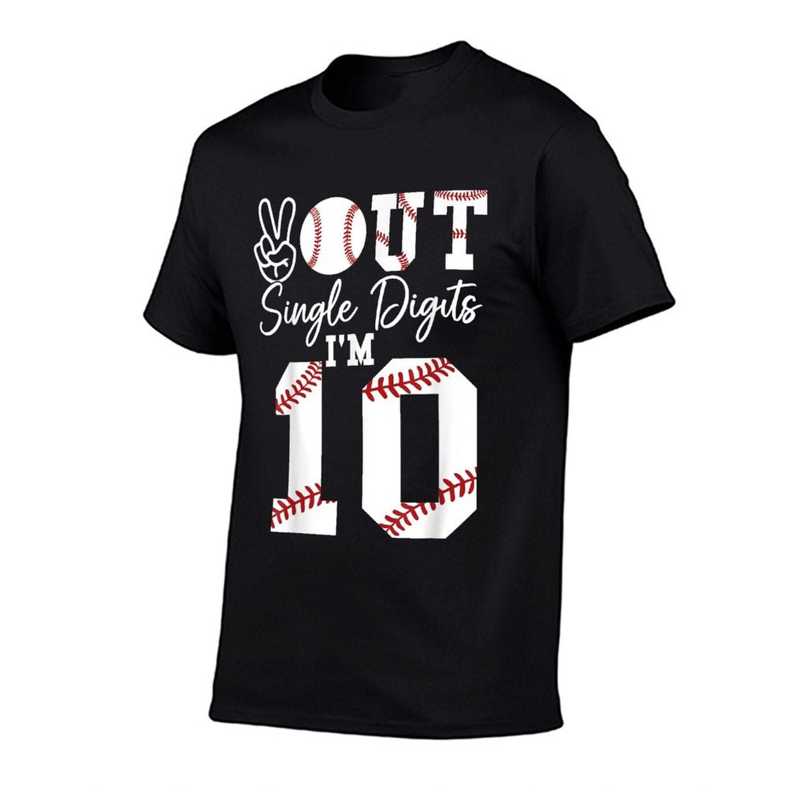 10th Birthday Double Digits Baseball Peace Out Single Digits  Summer-ready Fabric T-Shirt